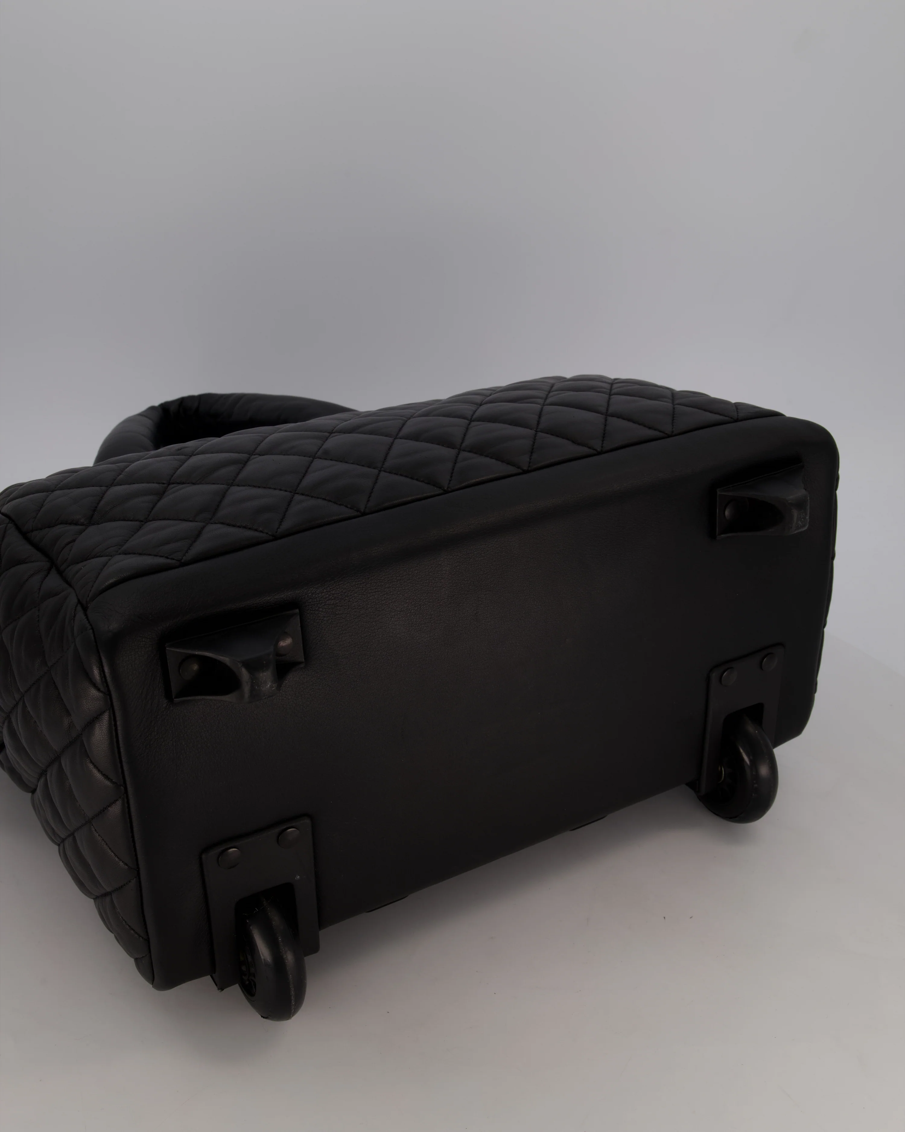 Chanel Black Large Coco Cocoon Carry on Trolley Bag in Lambskin Leather with Silver Hardware - Image 19