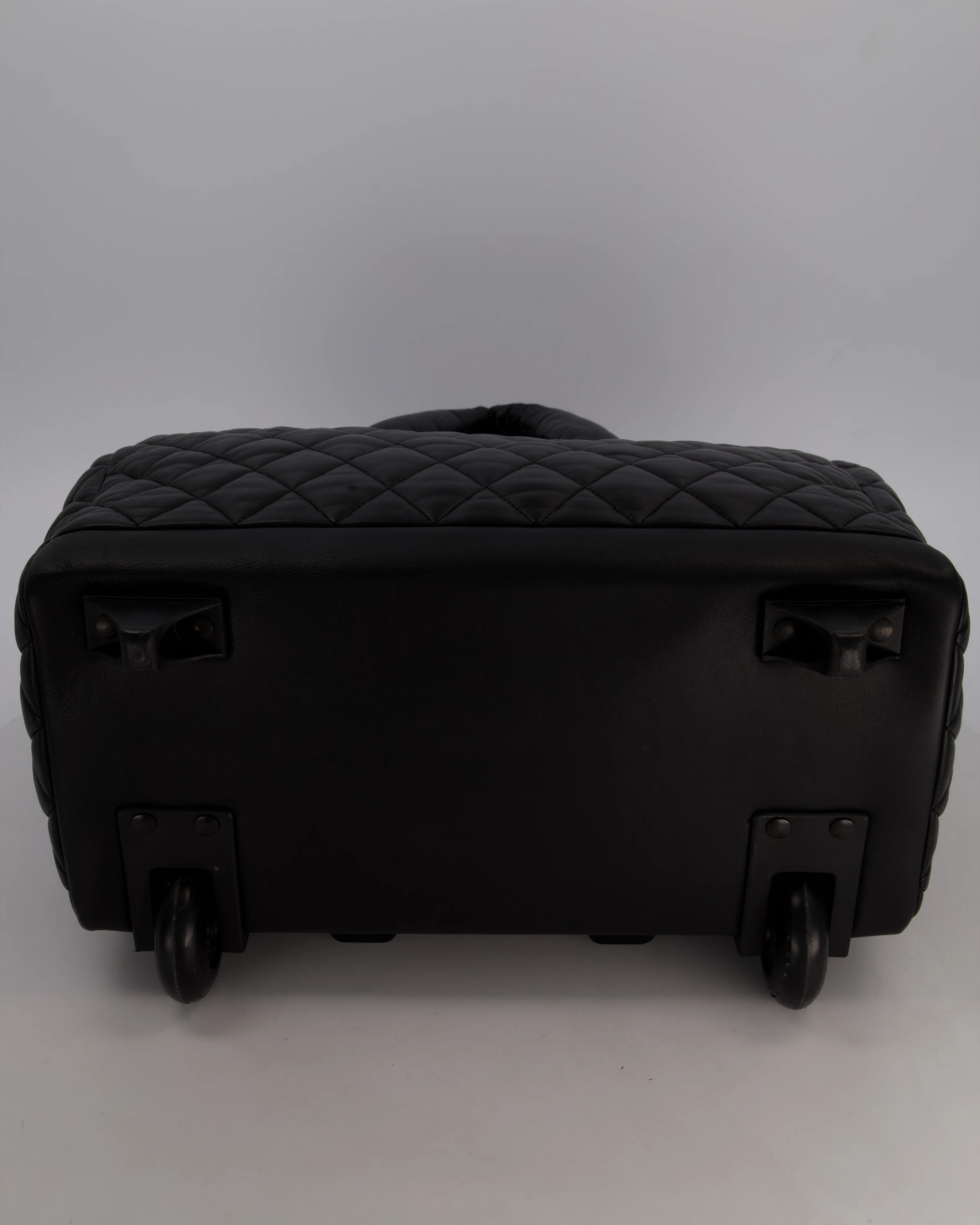 Chanel Black Large Coco Cocoon Carry on Trolley Bag in Lambskin Leather with Silver Hardware - Image 20