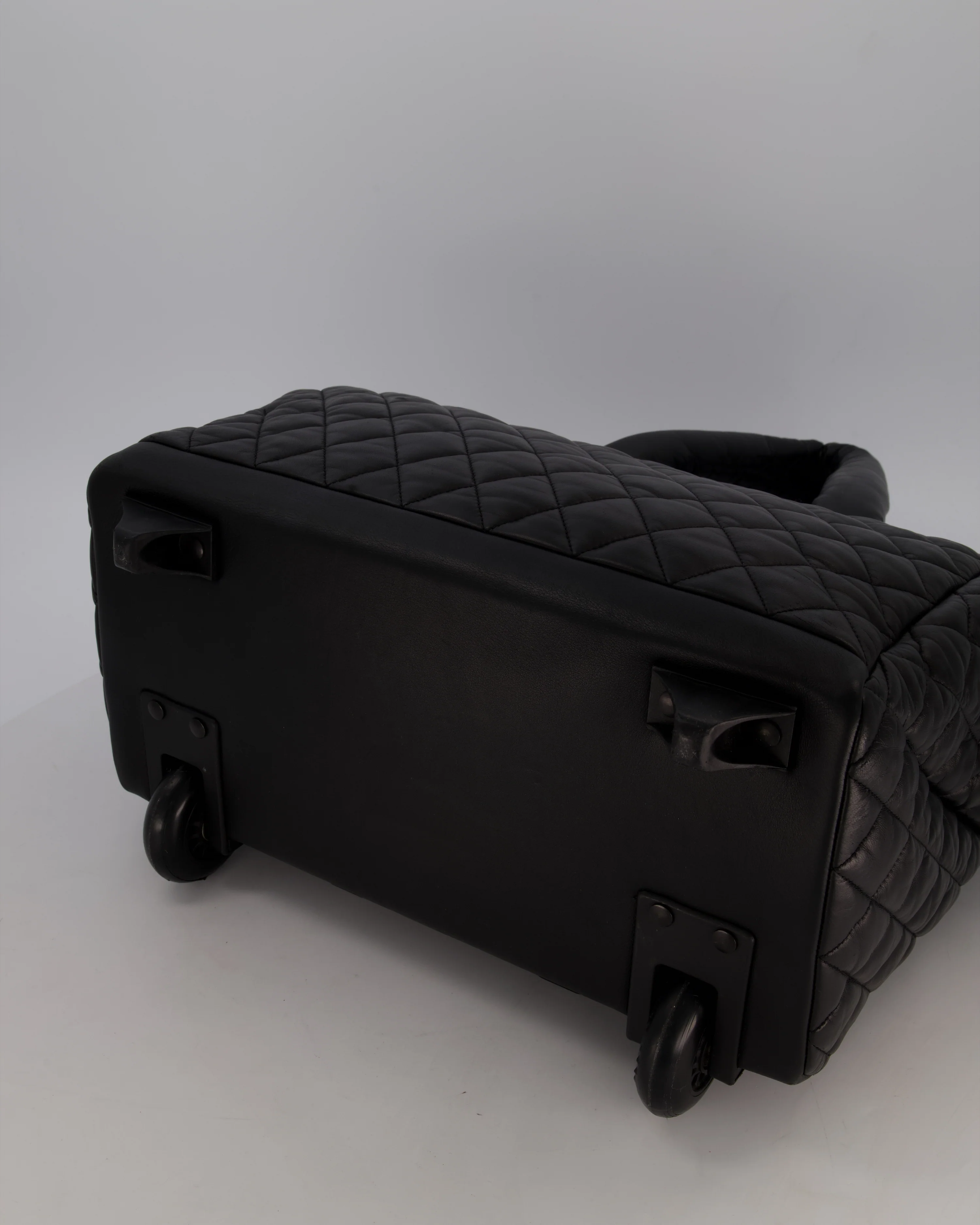 Chanel Black Large Coco Cocoon Carry on Trolley Bag in Lambskin Leather with Silver Hardware - Image 21