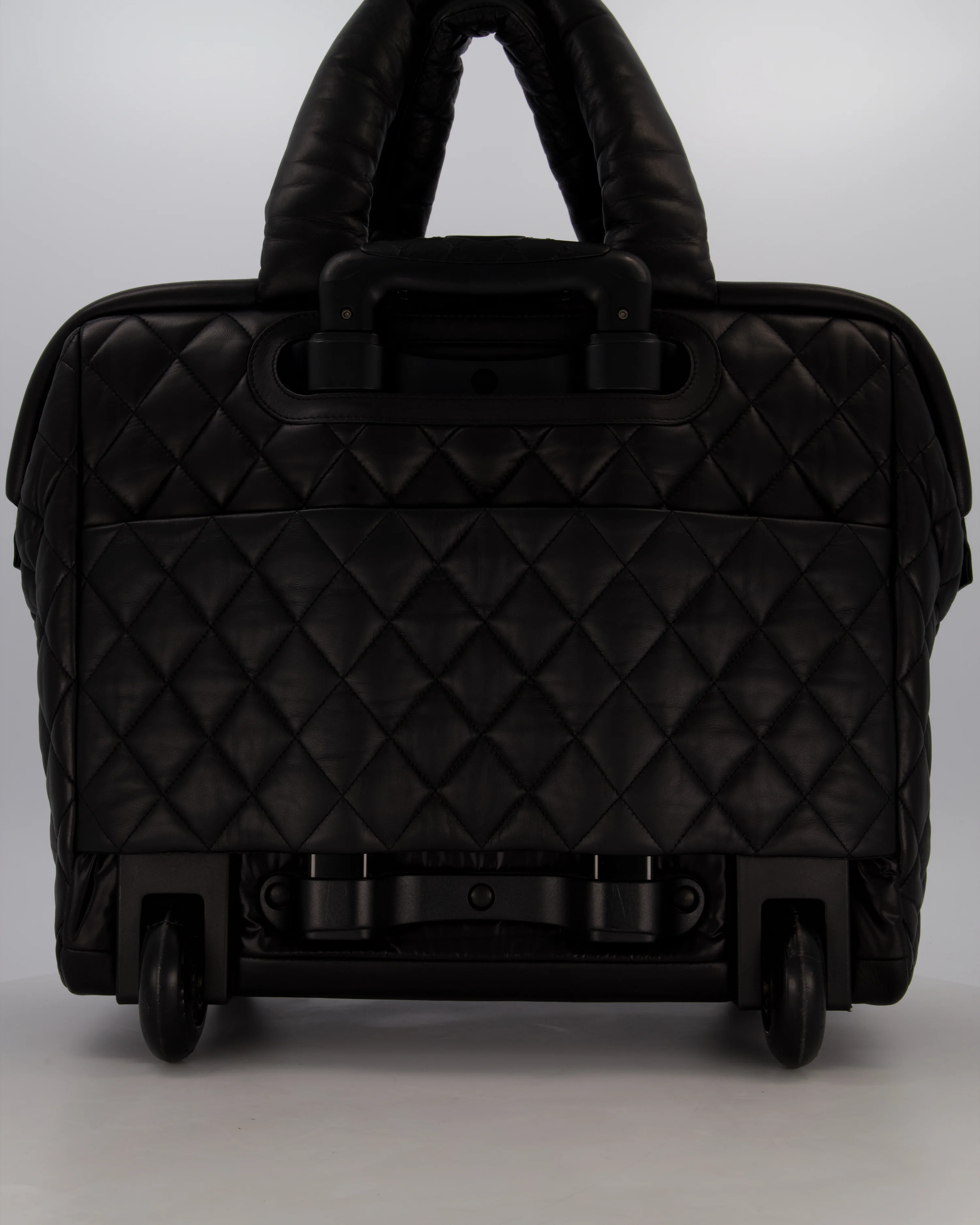 Chanel Black Large Coco Cocoon Carry on Trolley Bag in Lambskin Leather with Silver Hardware - Image 6