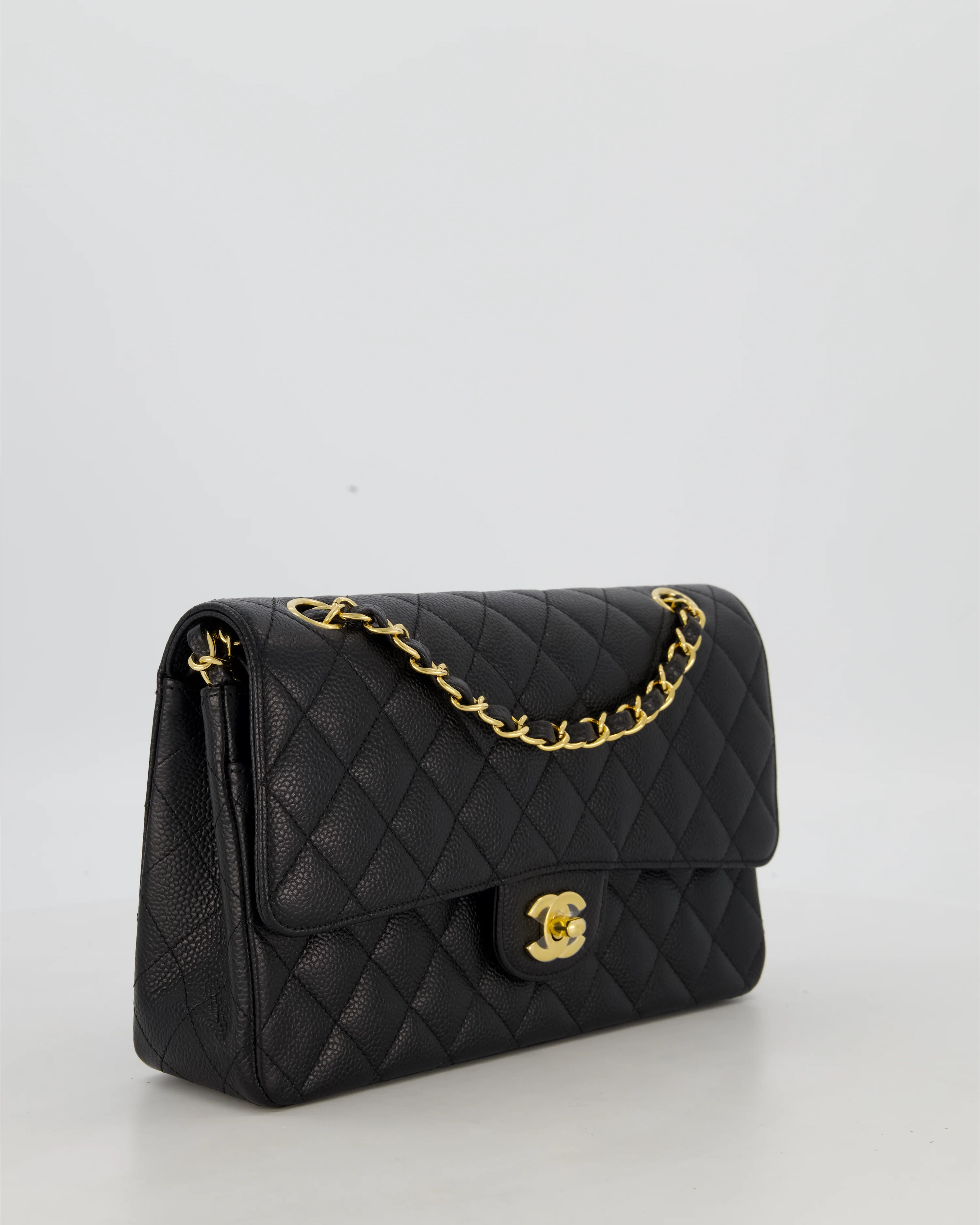 Chanel Black Medium Classic Double Flap Bag in Caviar Leather with Gold Hardware - Image 3