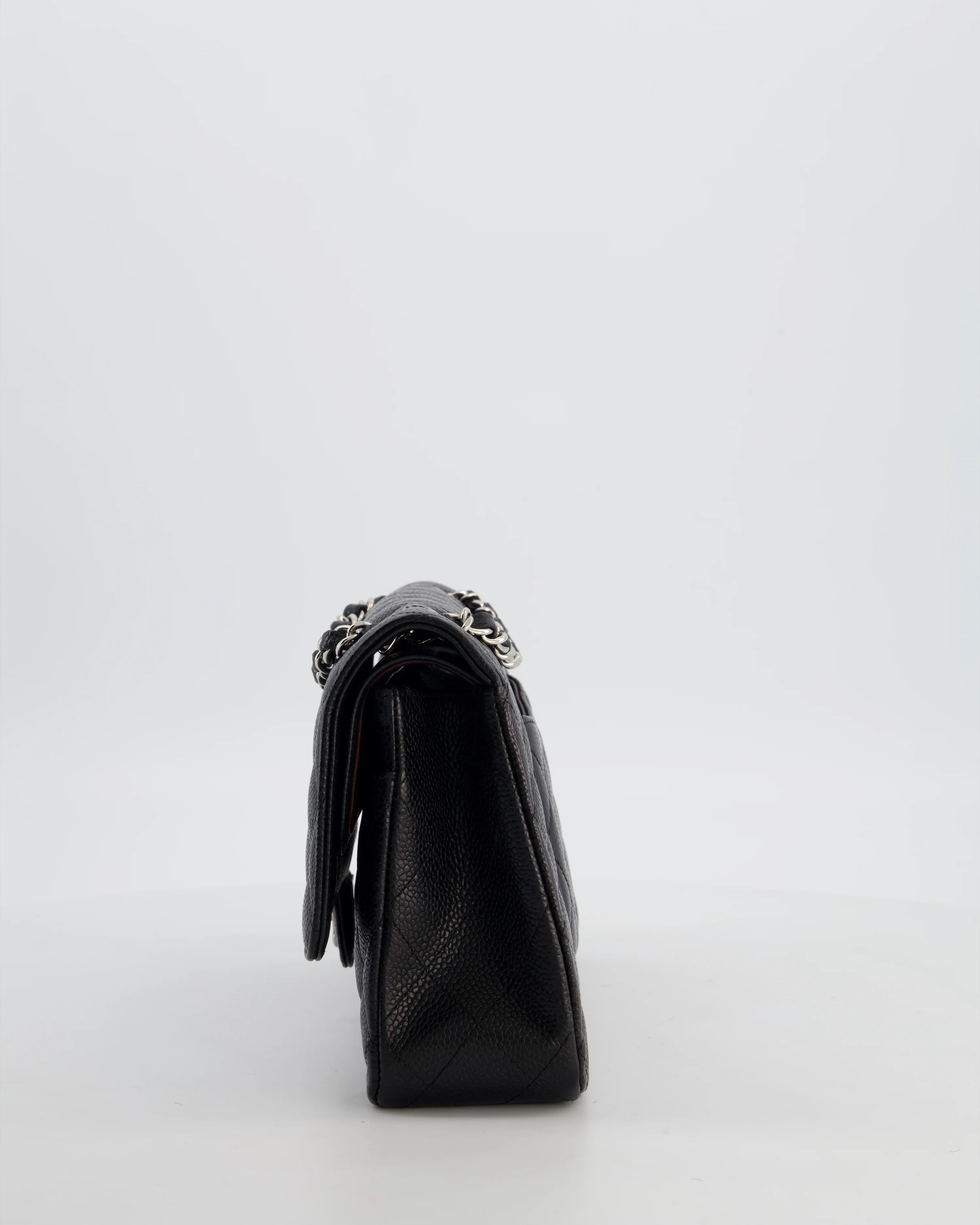 Chanel Black Medium Classic Double Flap Bag in Caviar Leather with Silver Hardware - Image 10