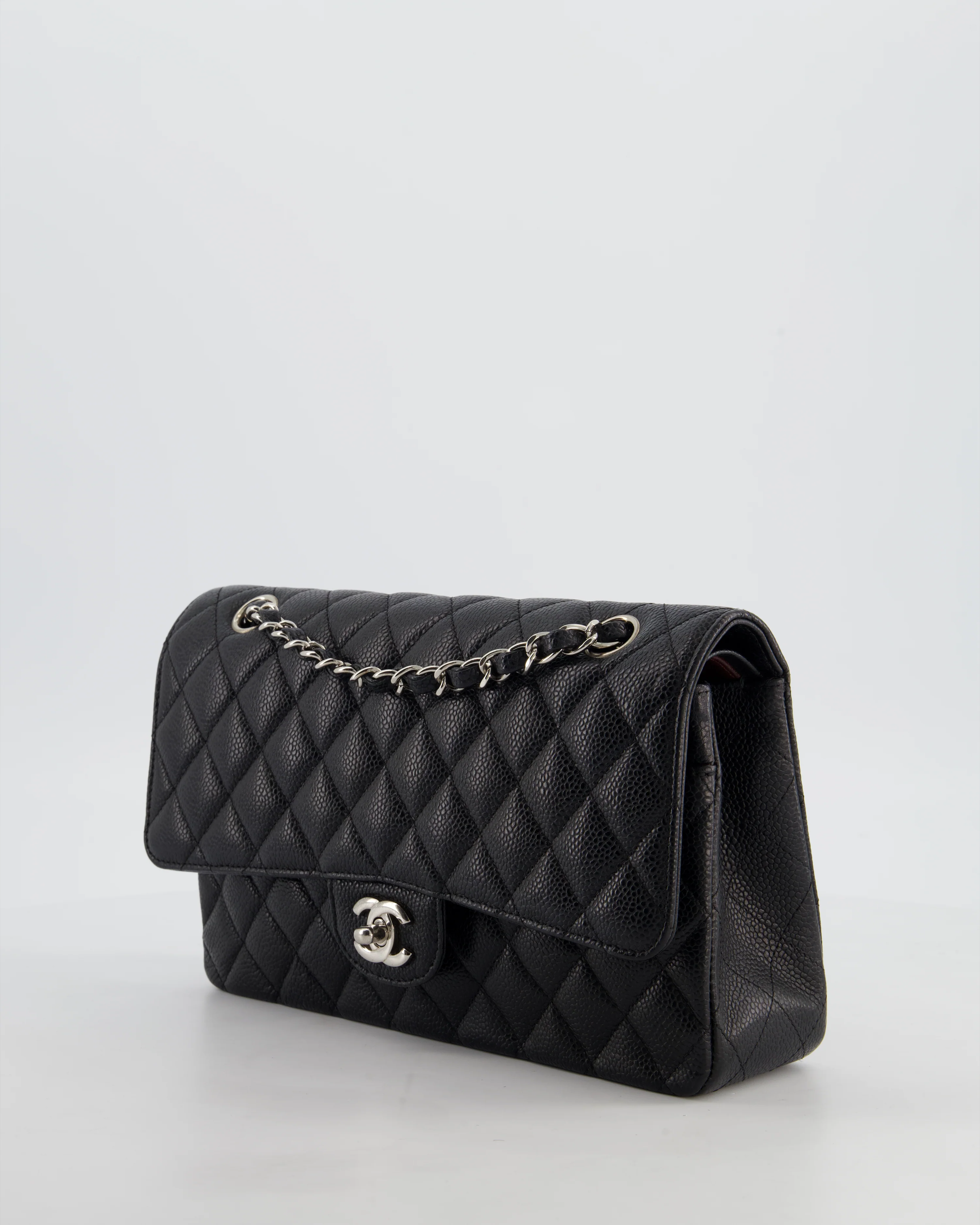 Chanel Black Medium Classic Double Flap Bag in Caviar Leather with Silver Hardware - Image 11