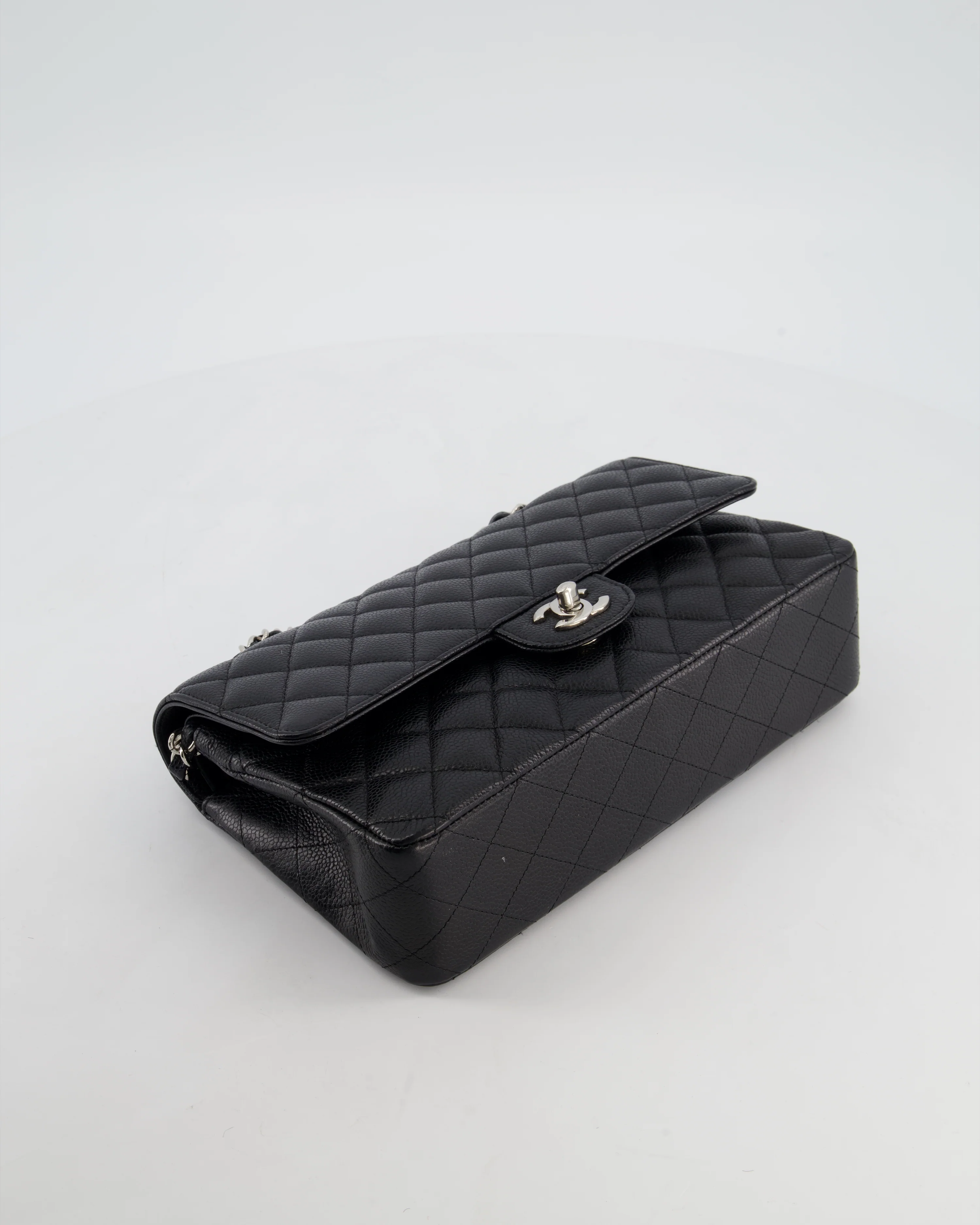 Chanel Black Medium Classic Double Flap Bag in Caviar Leather with Silver Hardware - Image 18