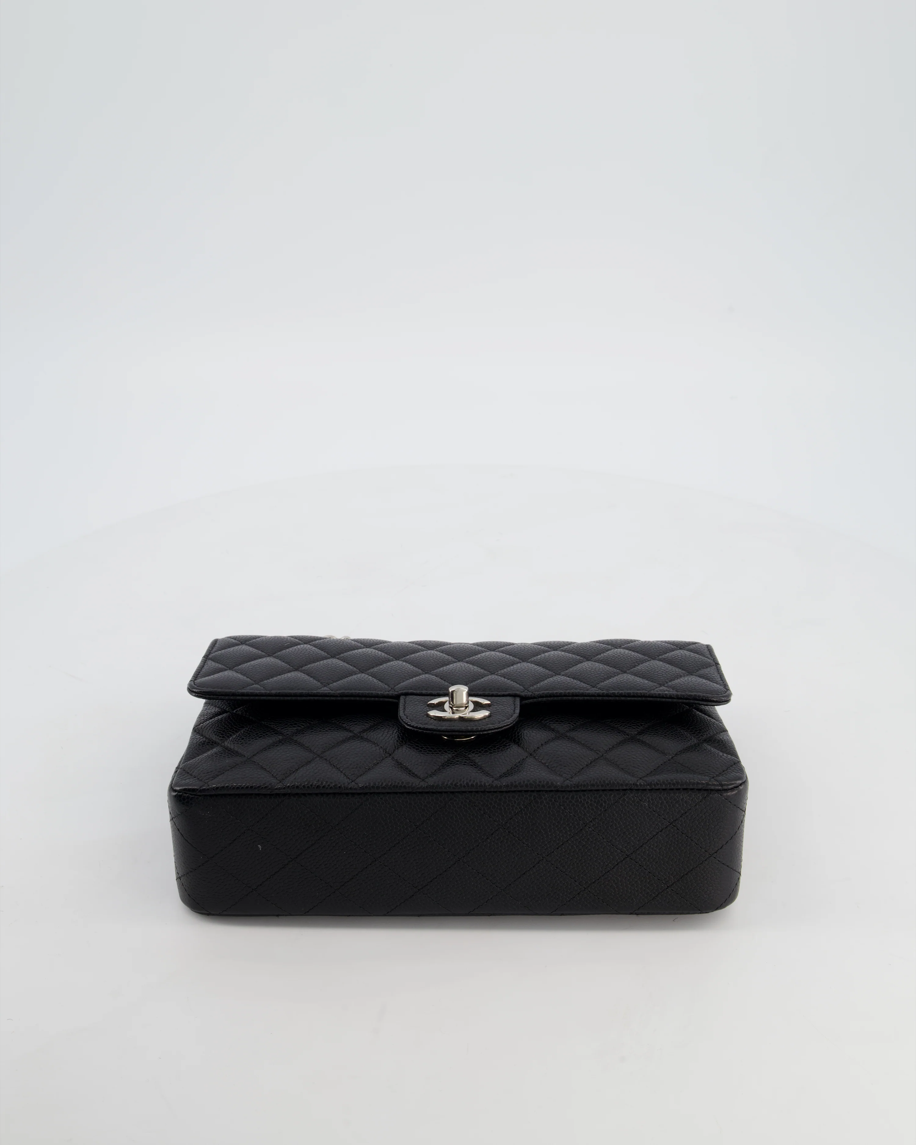 Chanel Black Medium Classic Double Flap Bag in Caviar Leather with Silver Hardware - Image 19
