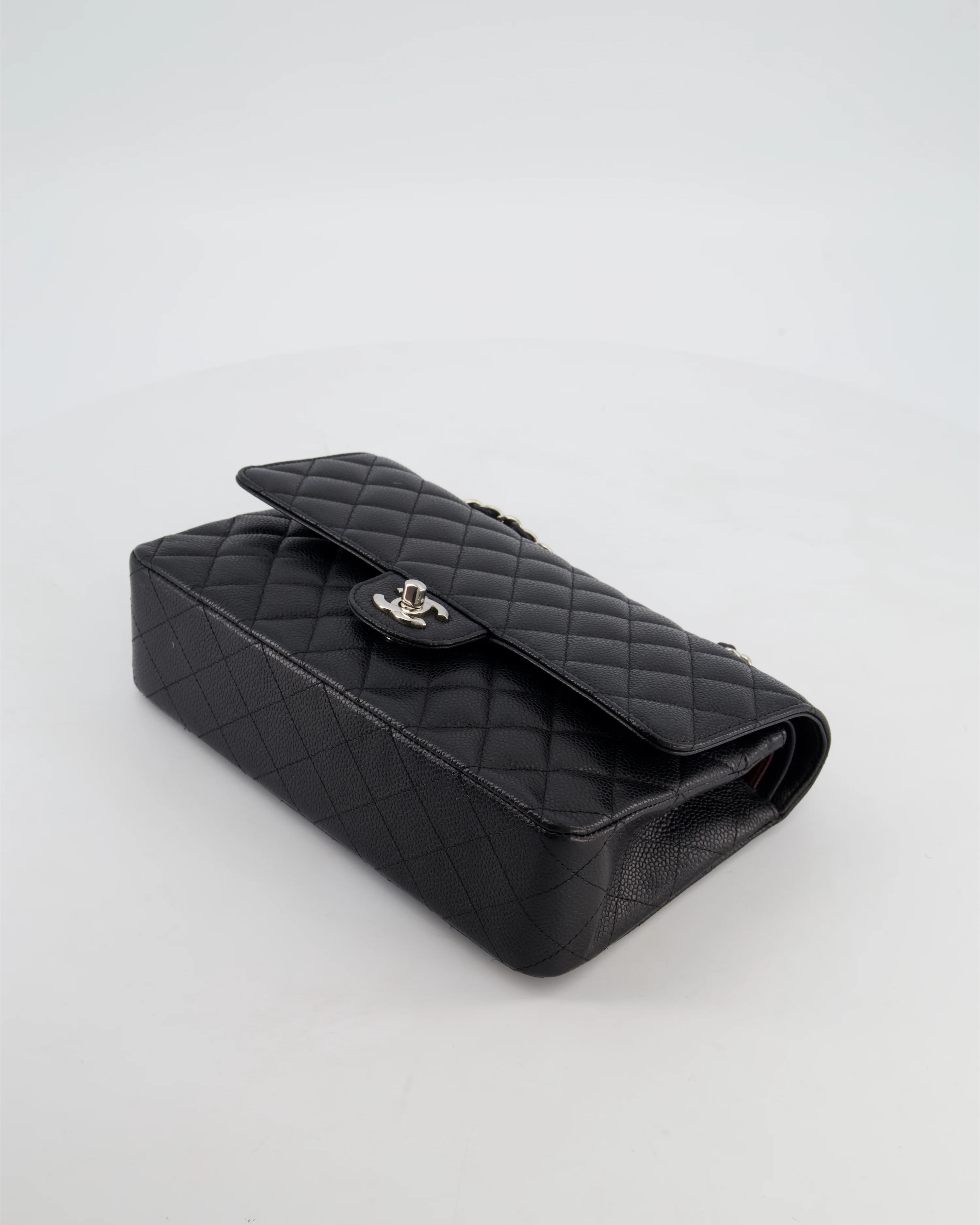 Chanel Black Medium Classic Double Flap Bag in Caviar Leather with Silver Hardware - Image 20