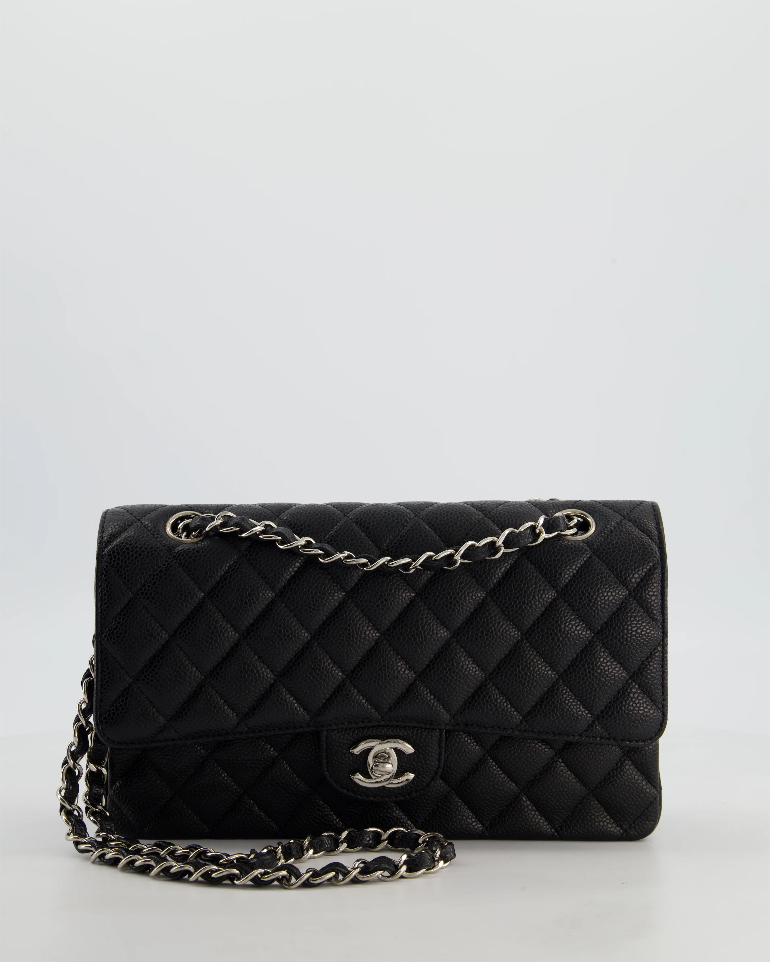 Chanel Black Medium Classic Double Flap Bag in Caviar Leather with Silver Hardware - Image 3