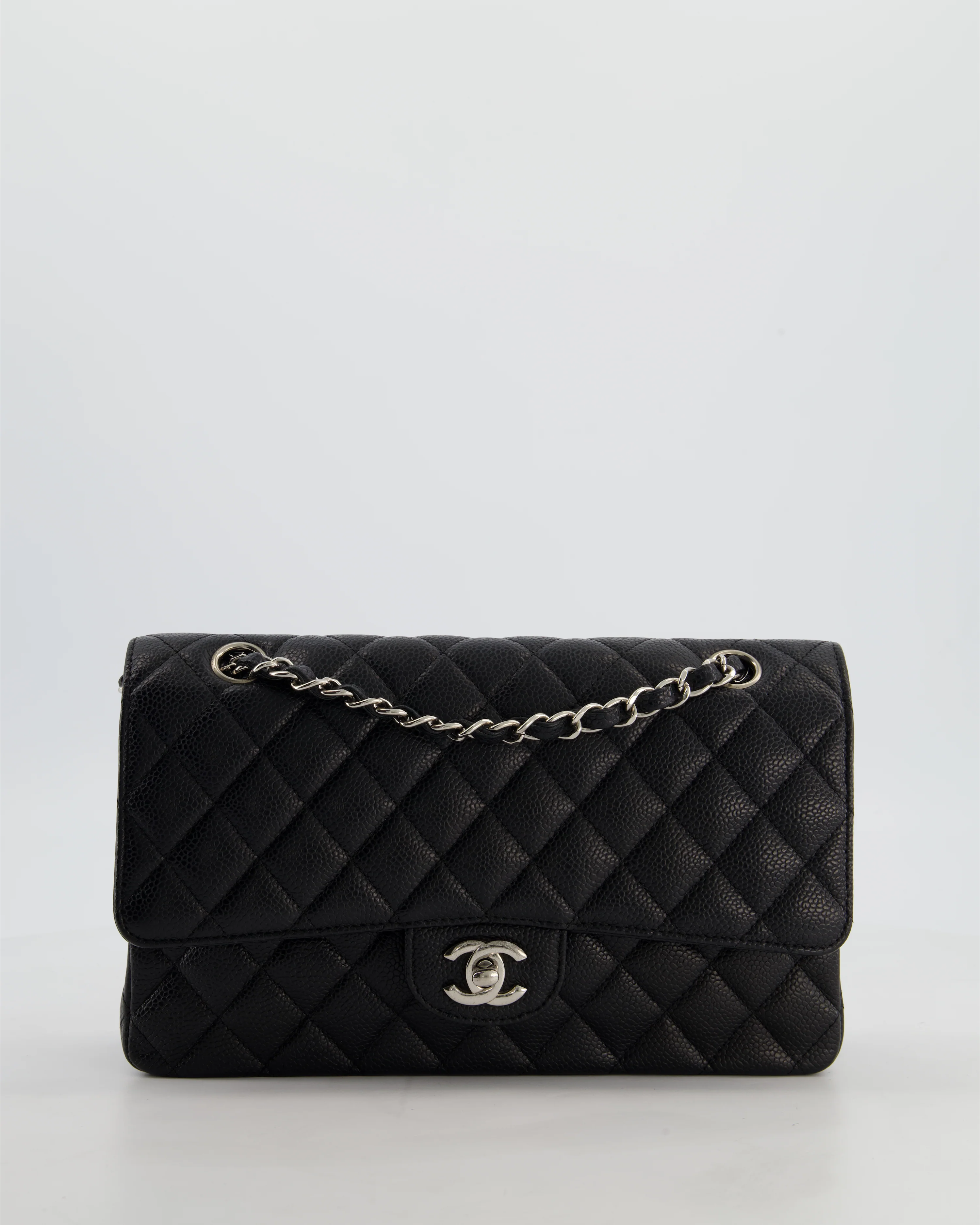 Chanel Black Medium Classic Double Flap Bag in Caviar Leather with Silver Hardware - Image 4