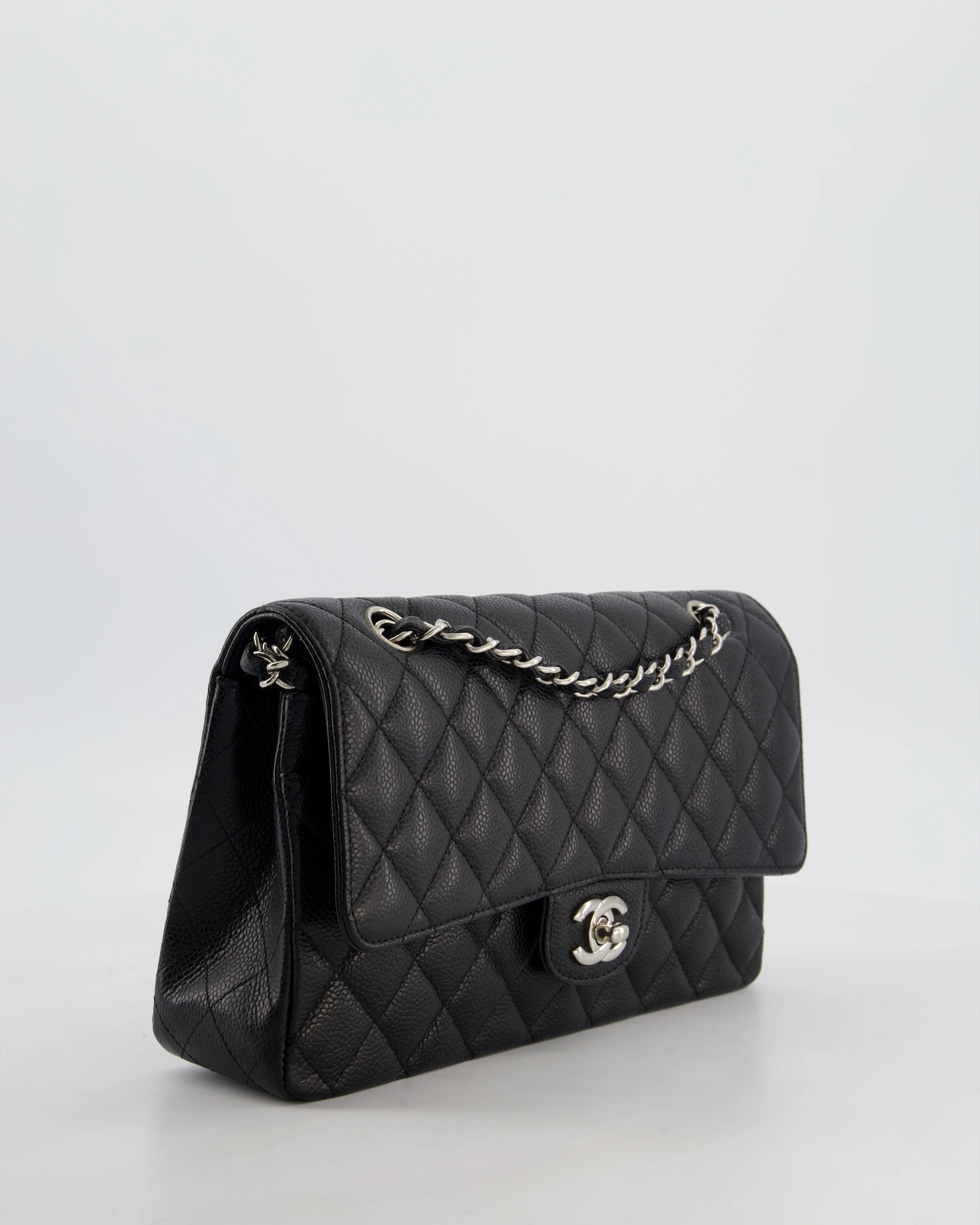 Chanel Black Medium Classic Double Flap Bag in Caviar Leather with Silver Hardware - Image 5