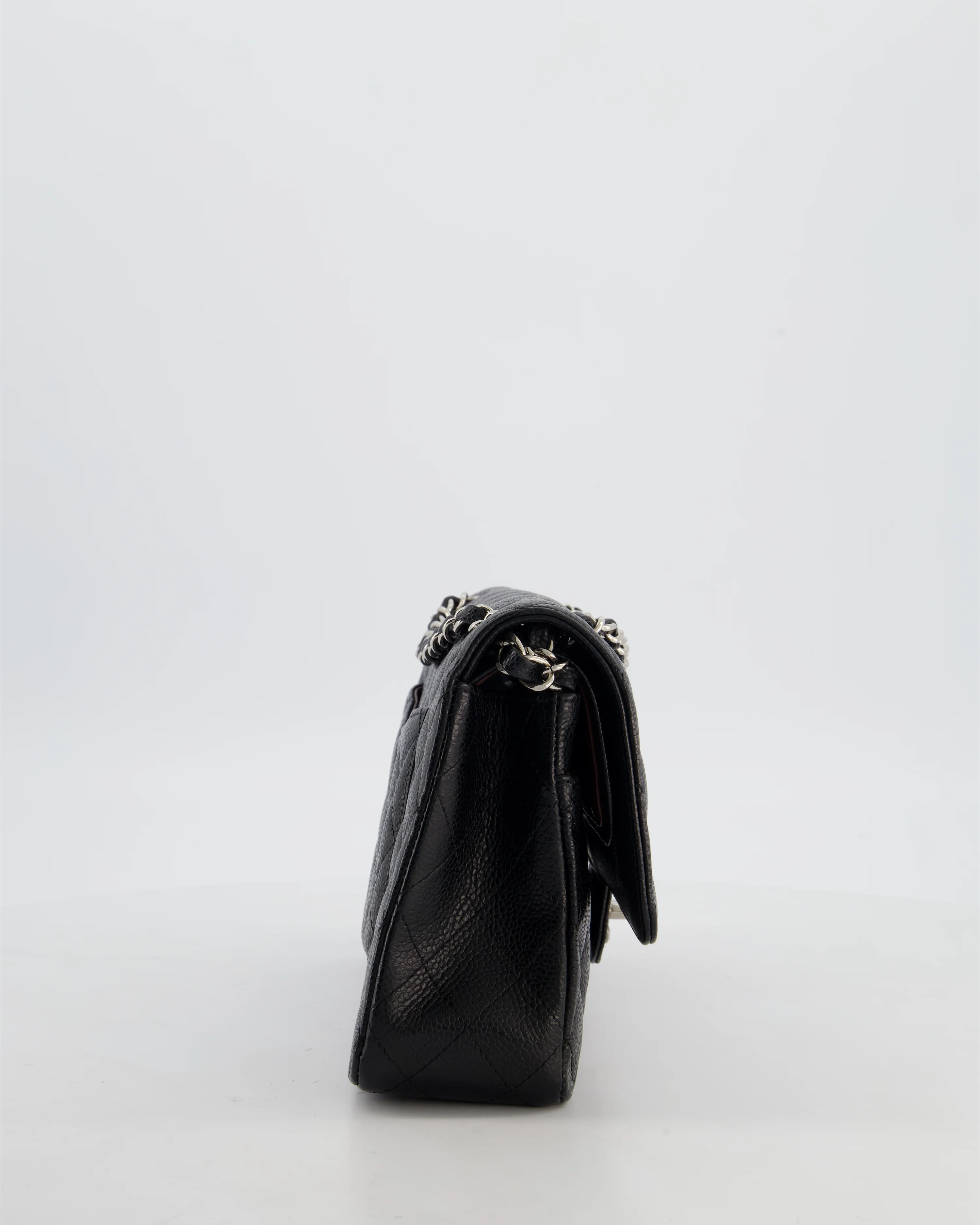 Chanel Black Medium Classic Double Flap Bag in Caviar Leather with Silver Hardware - Image 6