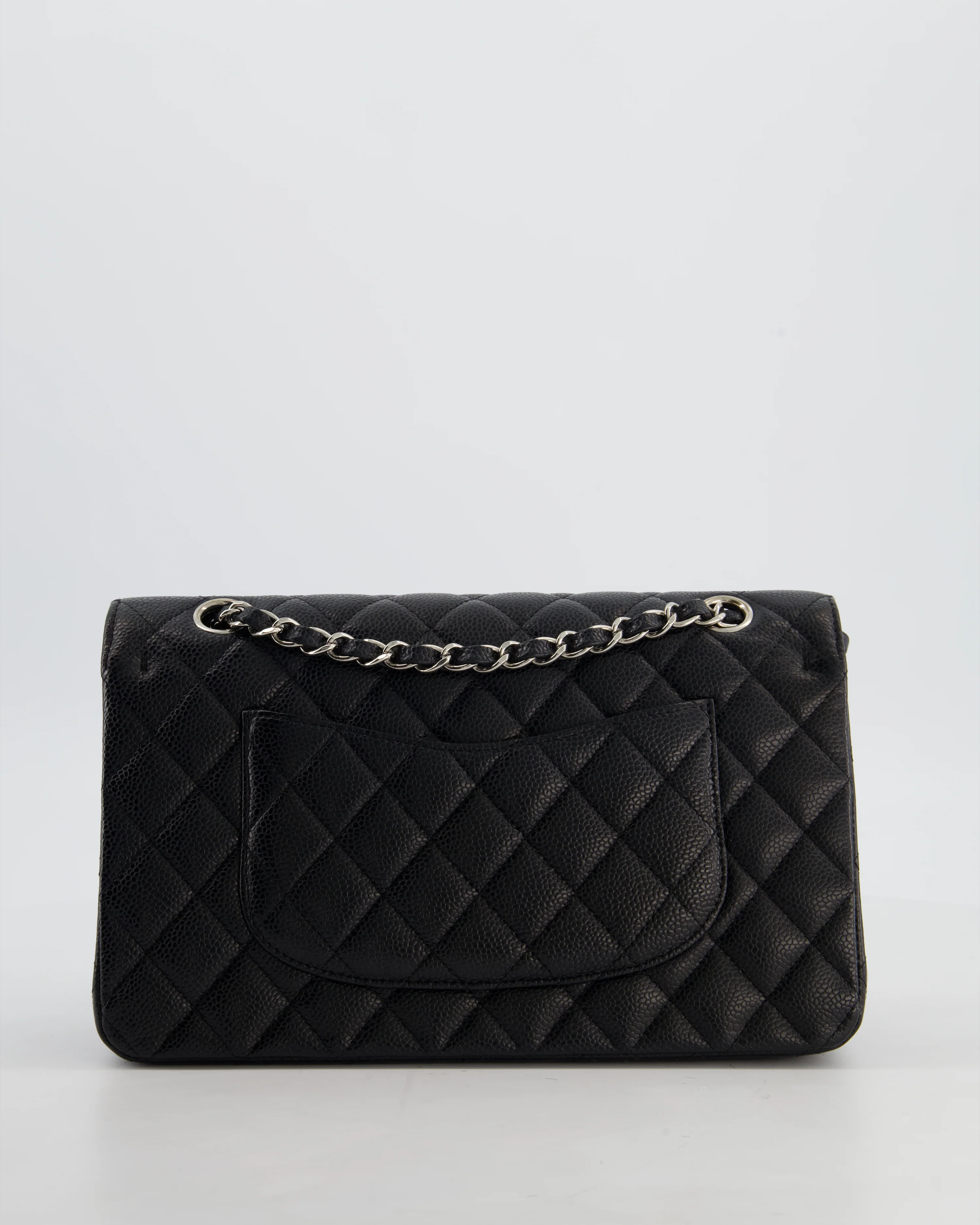 Chanel Black Medium Classic Double Flap Bag in Caviar Leather with Silver Hardware - Image 8