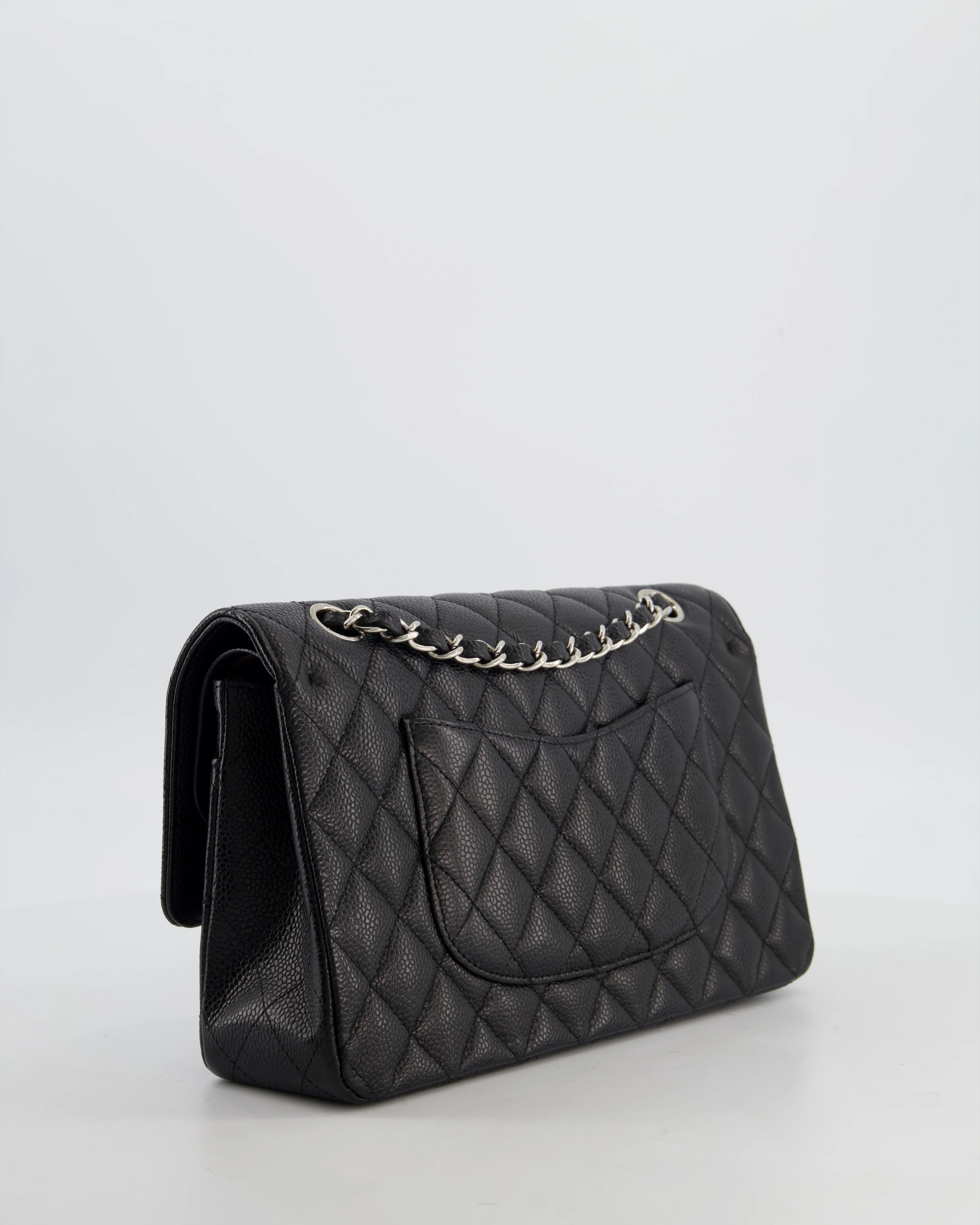 Chanel Black Medium Classic Double Flap Bag in Caviar Leather with Silver Hardware - Image 9
