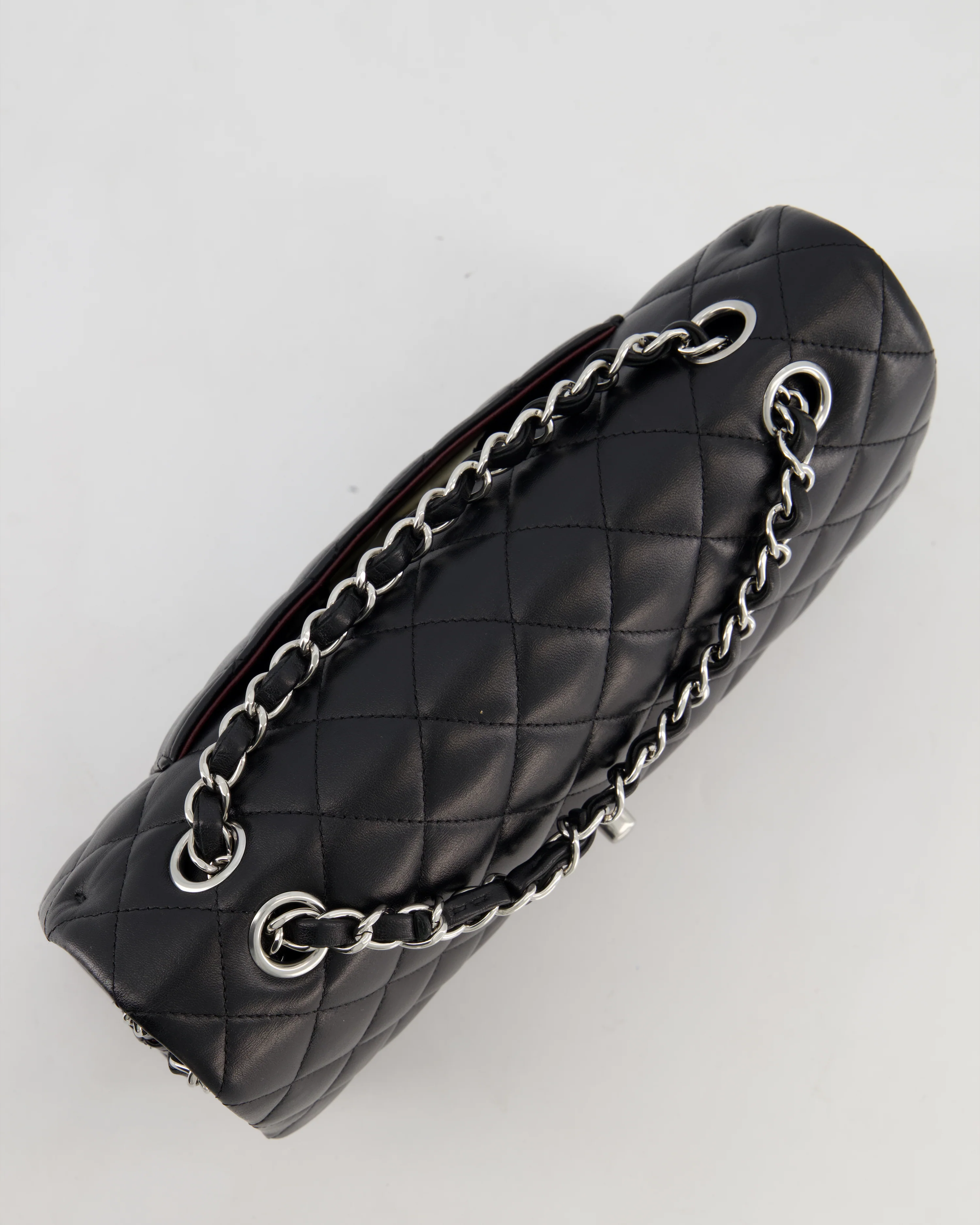 Chanel Black Medium Classic Double Flap Bag in Lambskin Leather with Silver Hardware - Image 16
