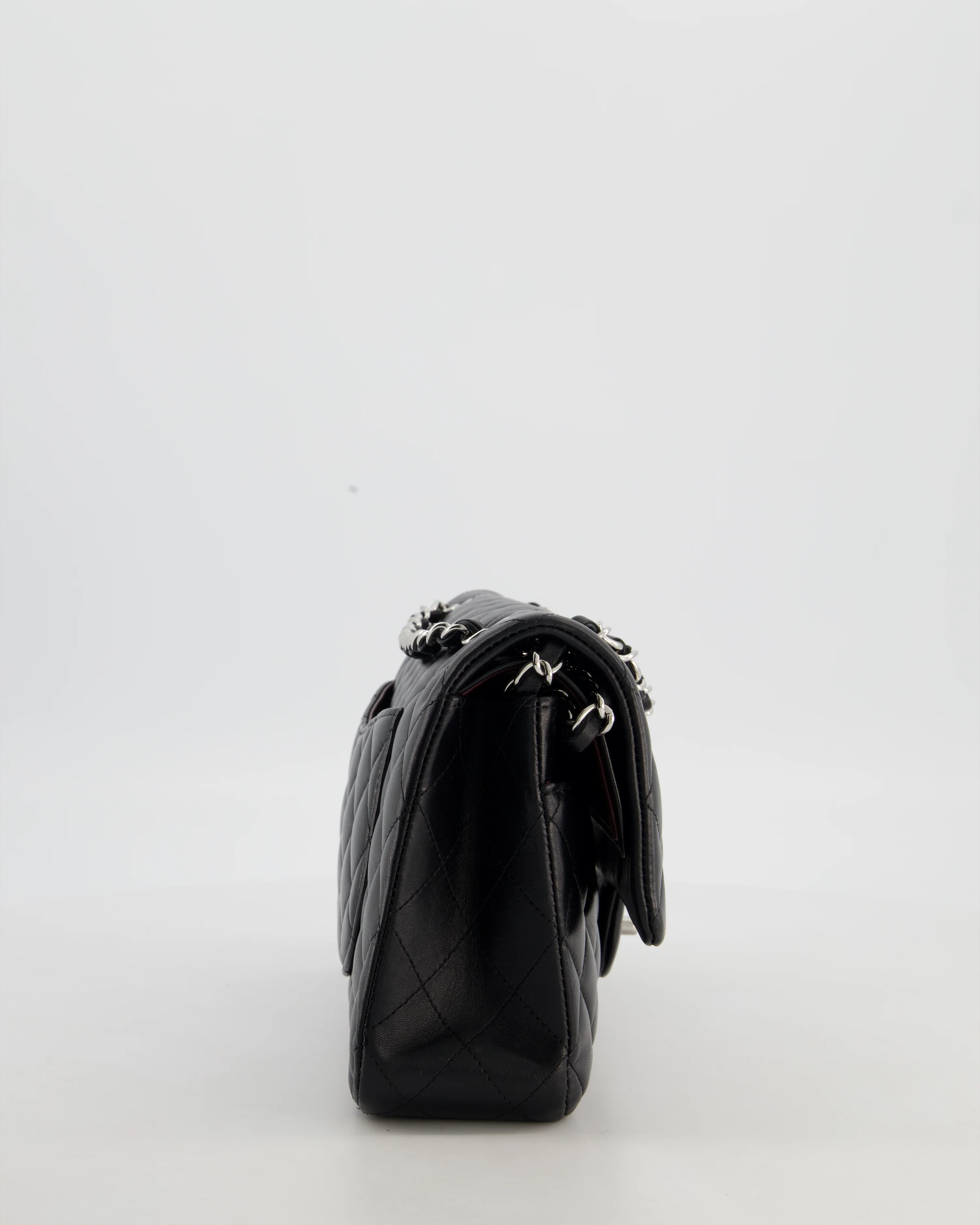 Chanel Black Medium Classic Double Flap Bag in Lambskin Leather with Silver Hardware - Image 5