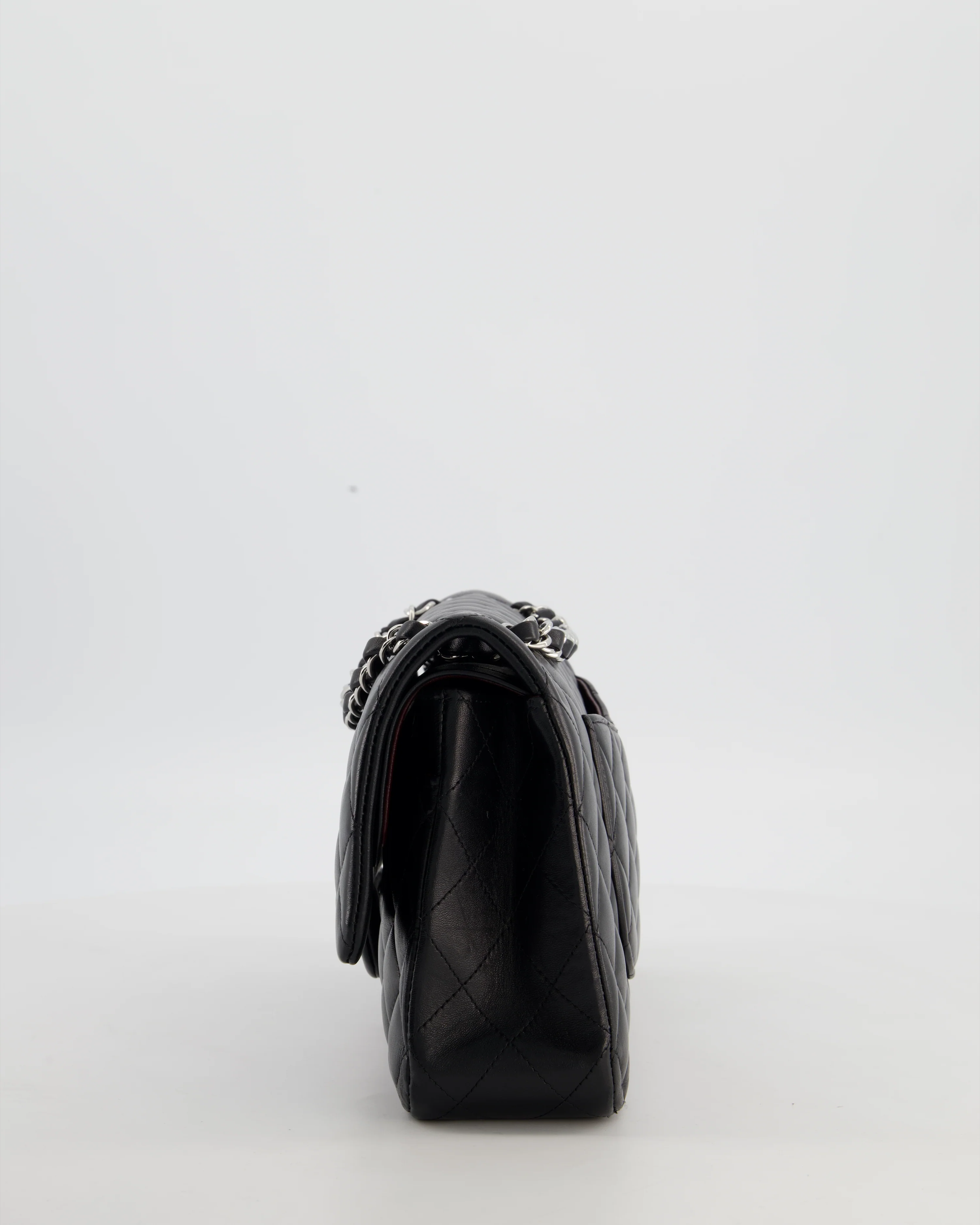 Chanel Black Medium Classic Double Flap Bag in Lambskin Leather with Silver Hardware - Image 9