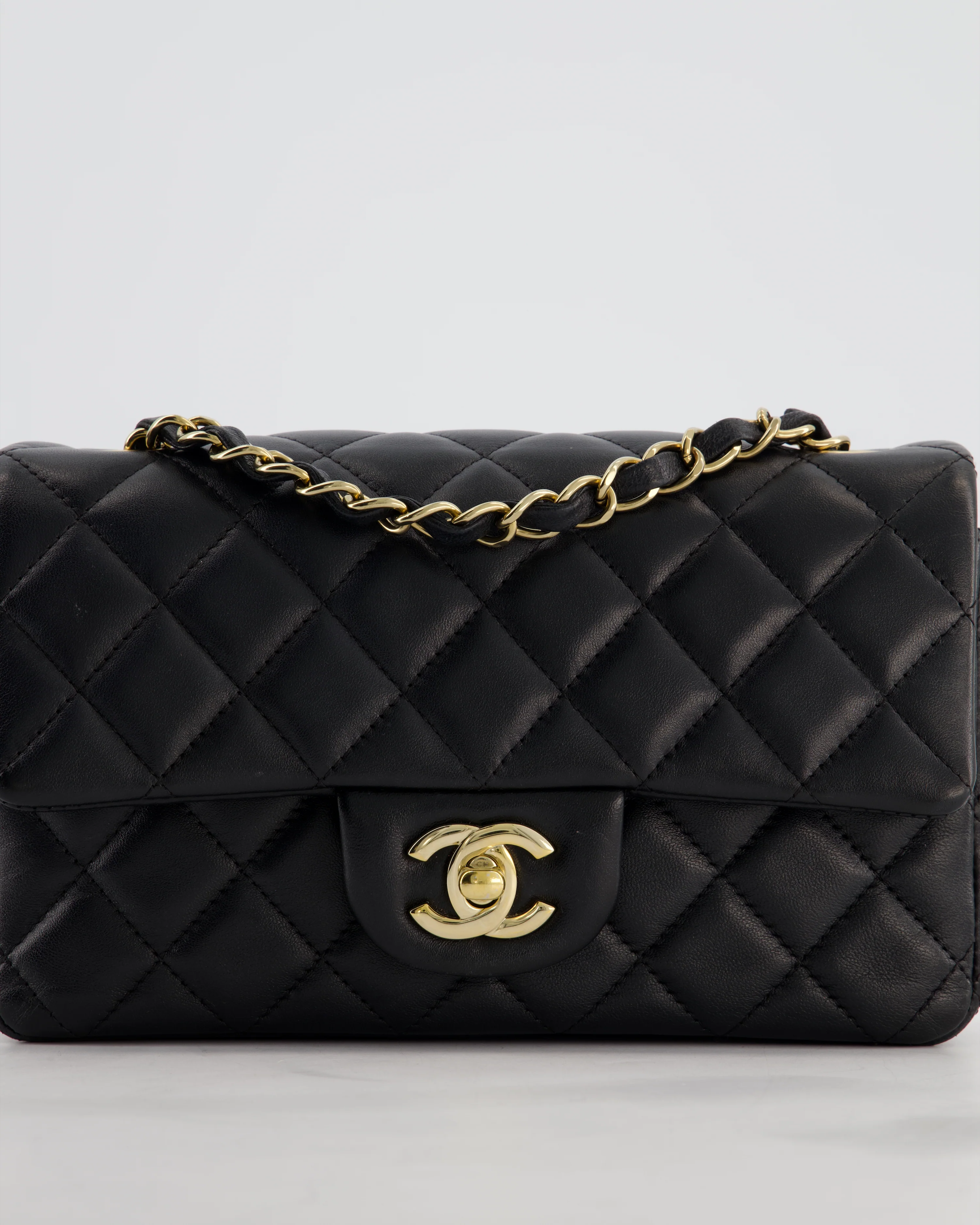 Chanel Black Mini Rectangular Flap Bag in Lambskin Leather with Gold Hardware - Image 15