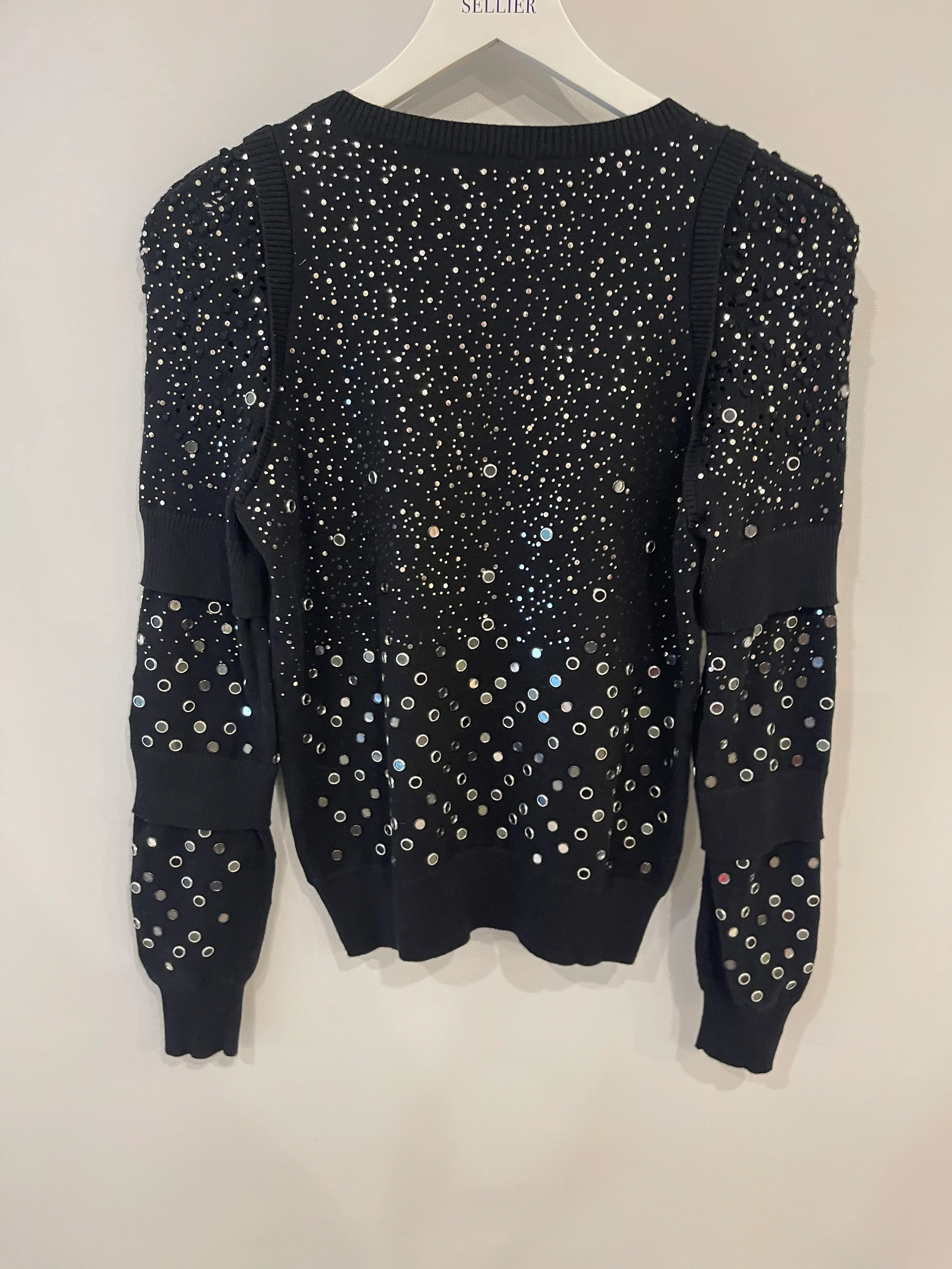 Chanel Black Mirror Embellished Jumper with CC Logo and Sequin Details Size FR 34 (UK 6) - Image 10
