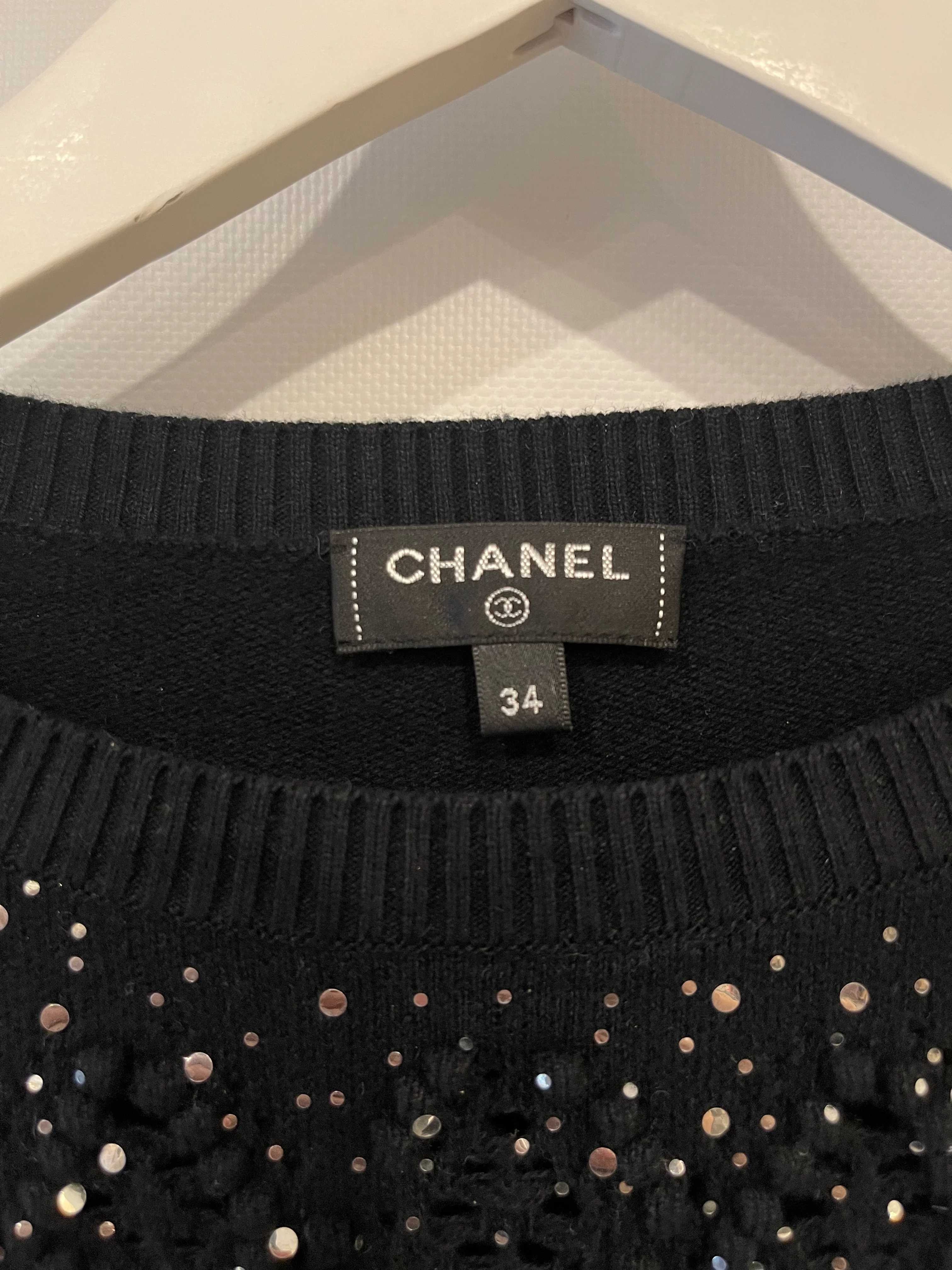 Chanel Black Mirror Embellished Jumper with CC Logo and Sequin Details Size FR 34 (UK 6) - Image 11