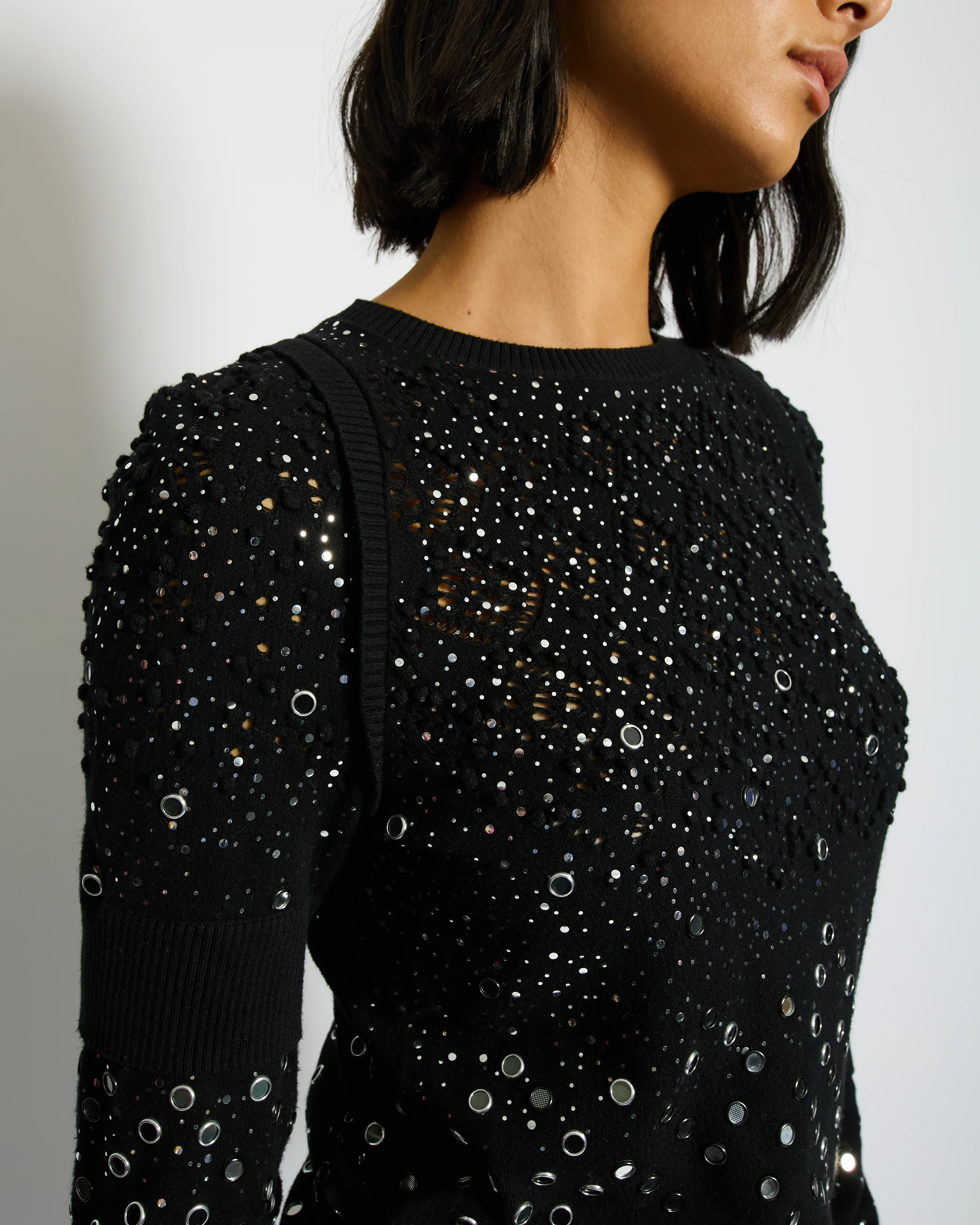 Chanel Black Mirror Embellished Jumper with CC Logo and Sequin Details Size FR 34 (UK 6) - Image 2