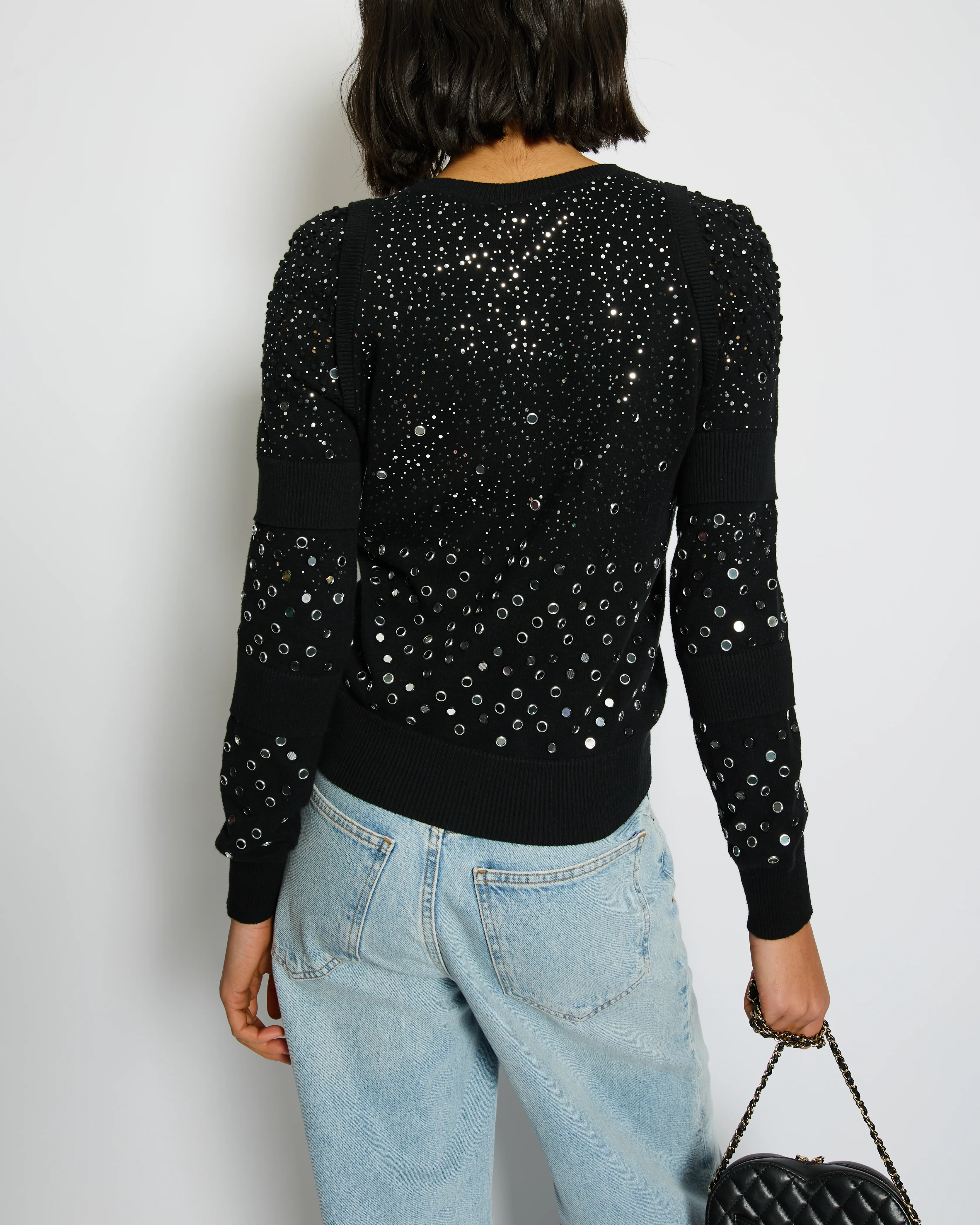 Chanel Black Mirror Embellished Jumper with CC Logo and Sequin Details Size FR 34 (UK 6) - Image 4