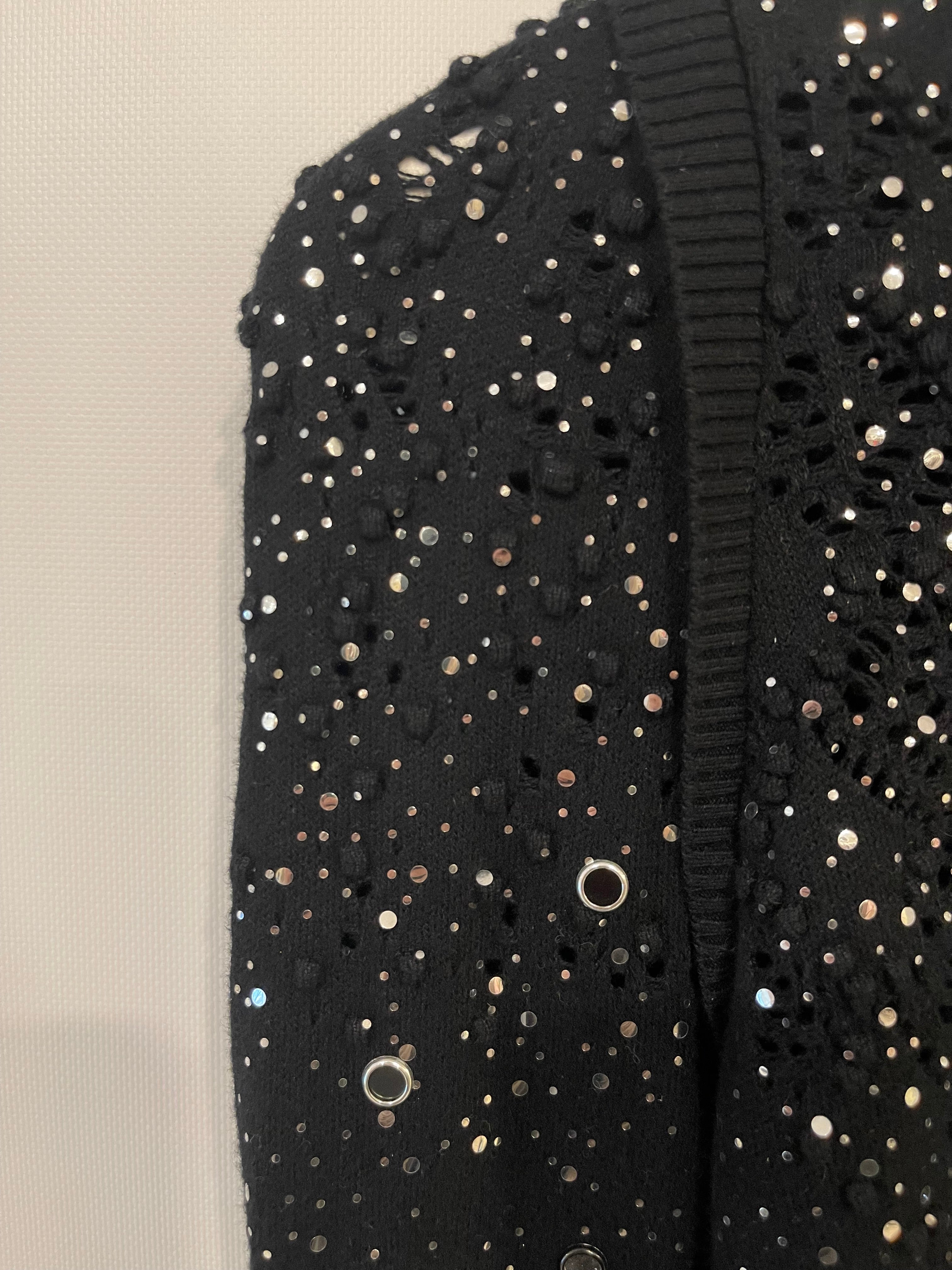 Chanel Black Mirror Embellished Jumper with CC Logo and Sequin Details Size FR 34 (UK 6) - Image 9