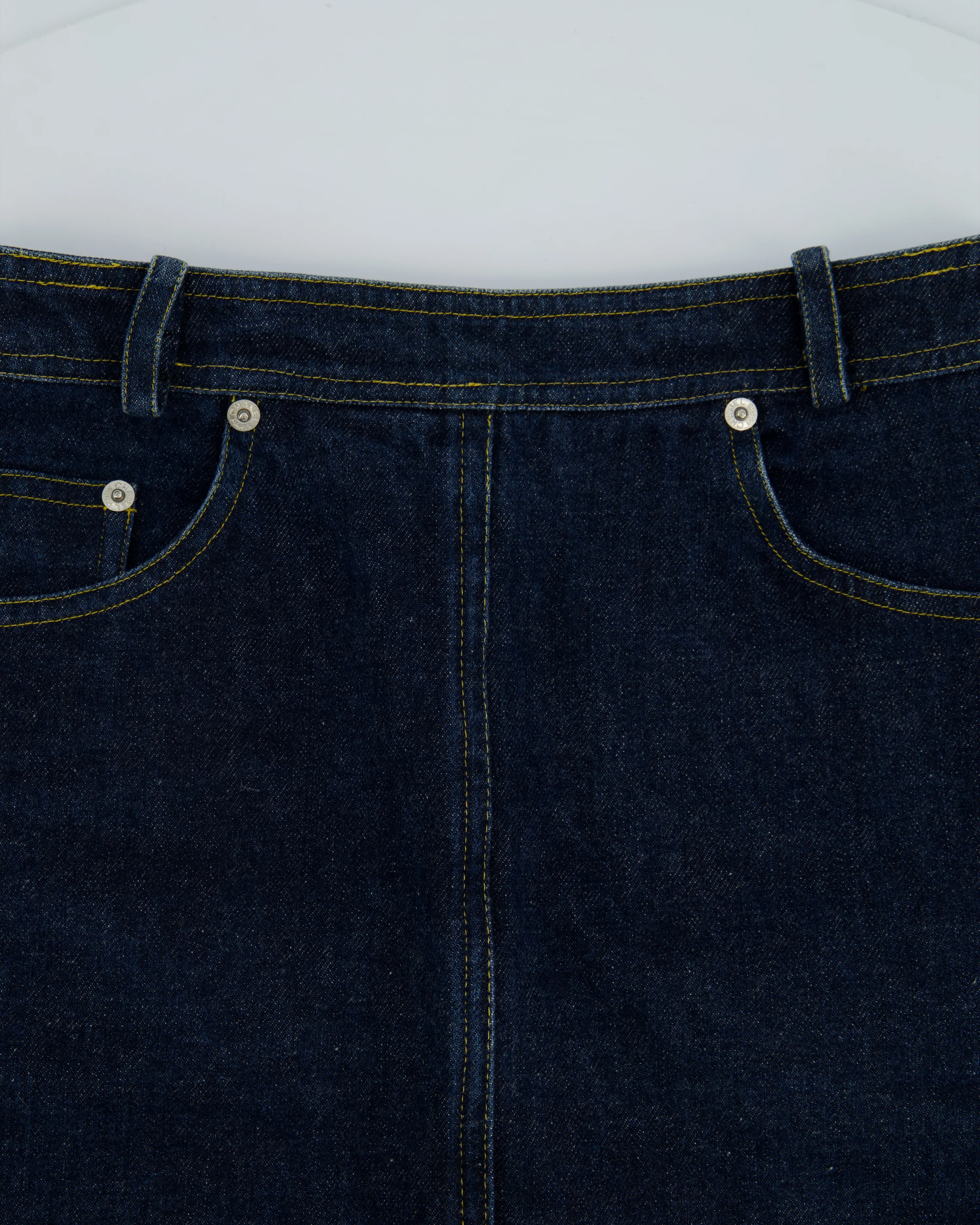Chanel 96/P Navy Denim Mini Skirt with Patch Pocket Details Size FR 40 (UK 12) - Image 9