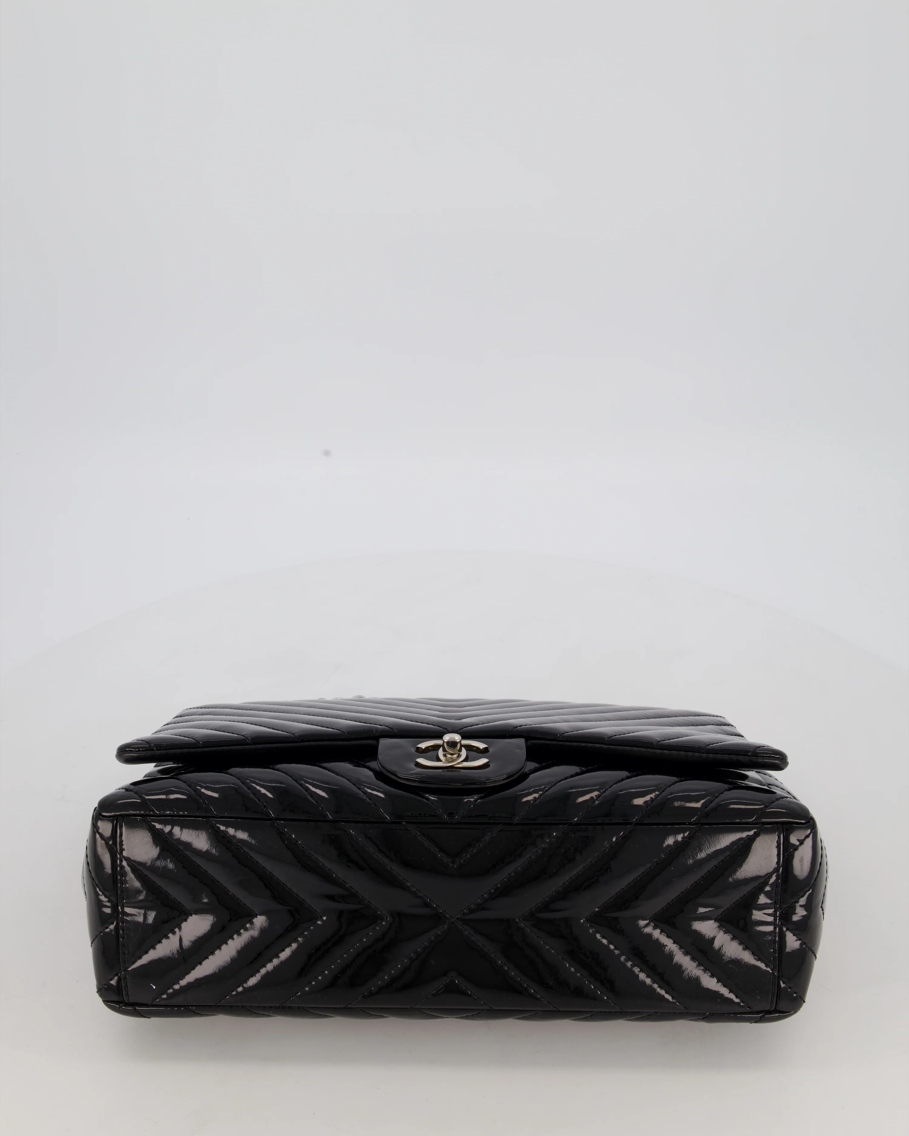 Chanel Black Patent Maxi Classic Single Flap Bag with Silver Hardware - Image 17