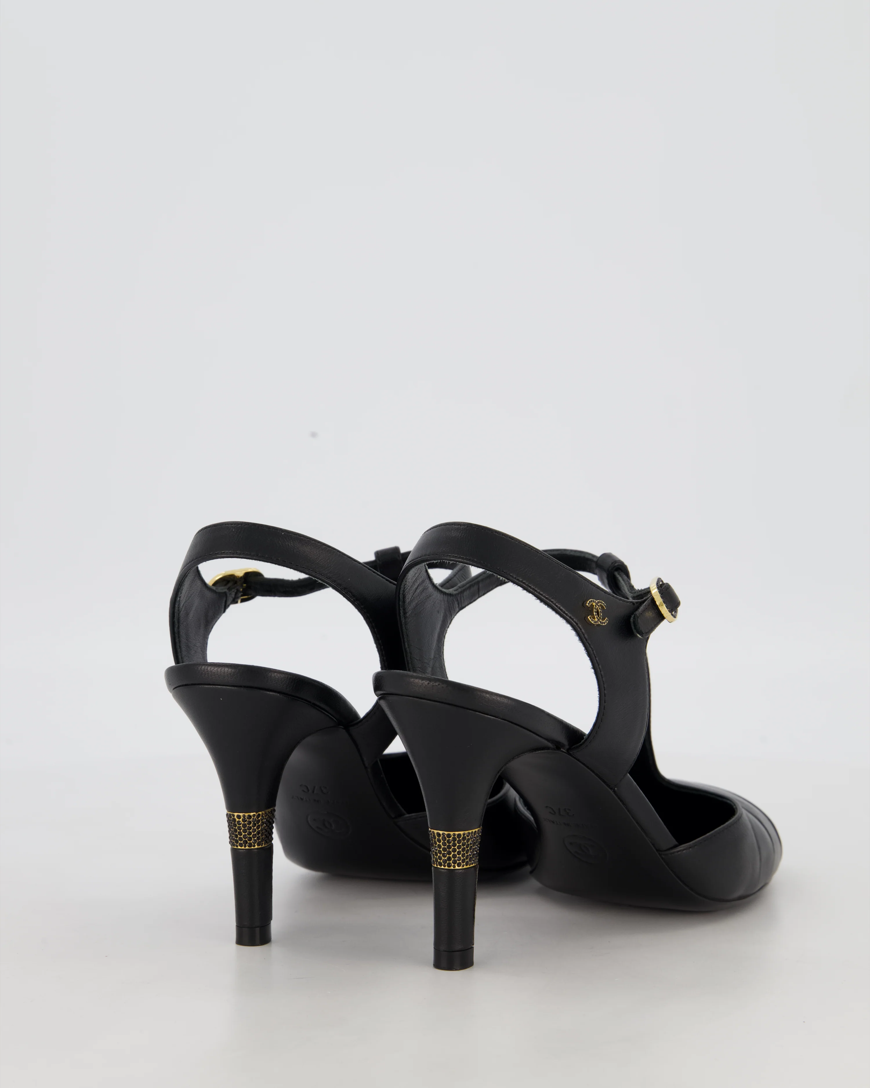 Chanel Black Patent Toe Mary-Jane Heels with CC Logo Detail Size EU 37 C - Image 3