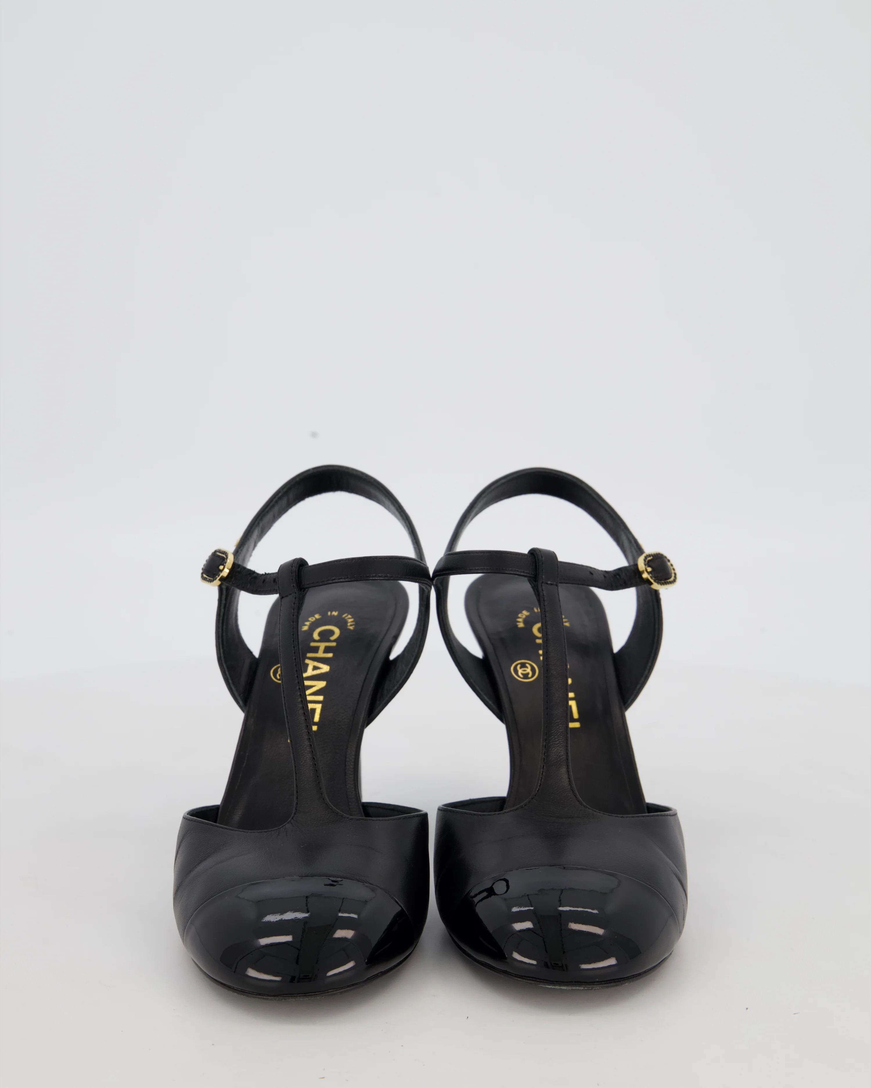 Chanel Black Patent Toe Mary-Jane Heels with CC Logo Detail Size EU 37 C - Image 4
