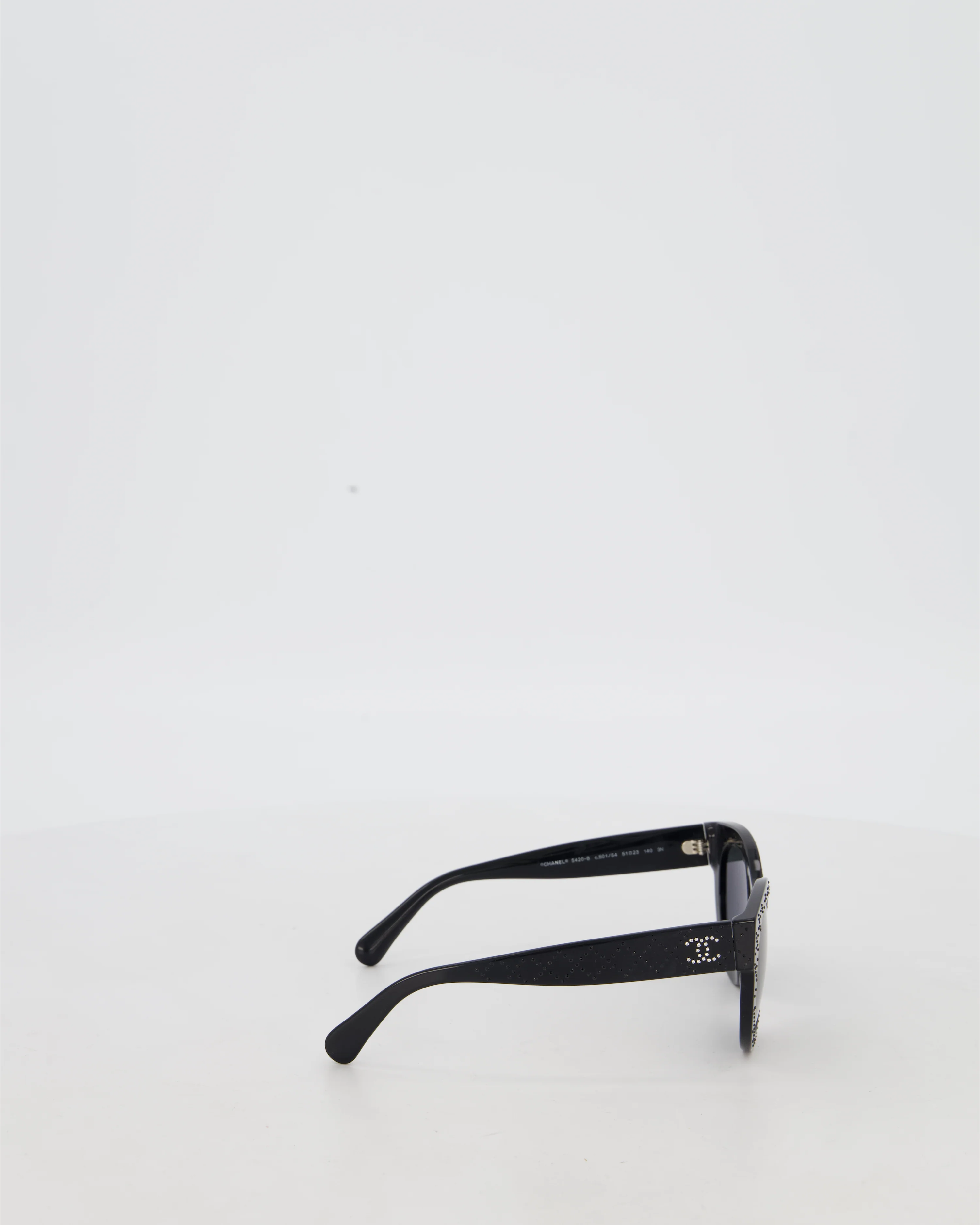 Chanel Black Rhinestone Quilted Sunglasses with Diamante CC Detail - Image 3