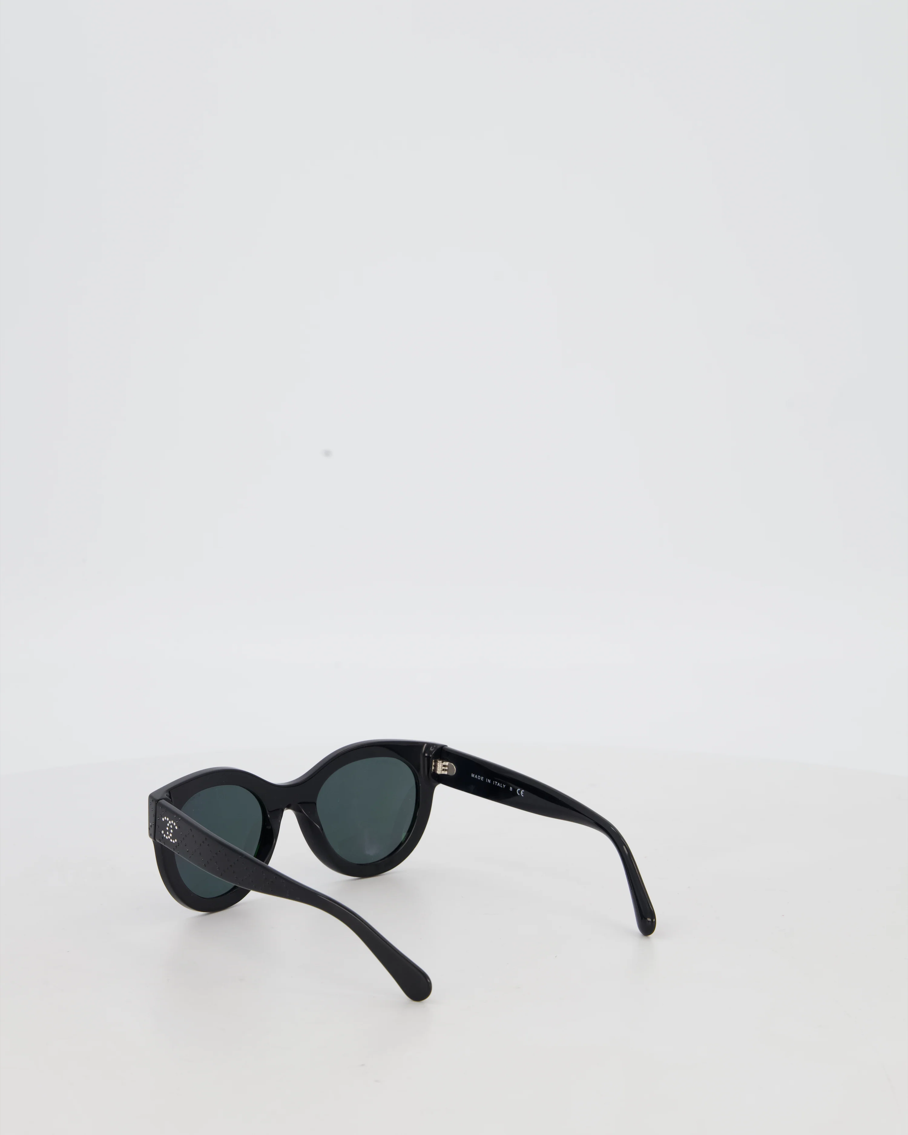 Chanel Black Rhinestone Quilted Sunglasses with Diamante CC Detail - Image 5