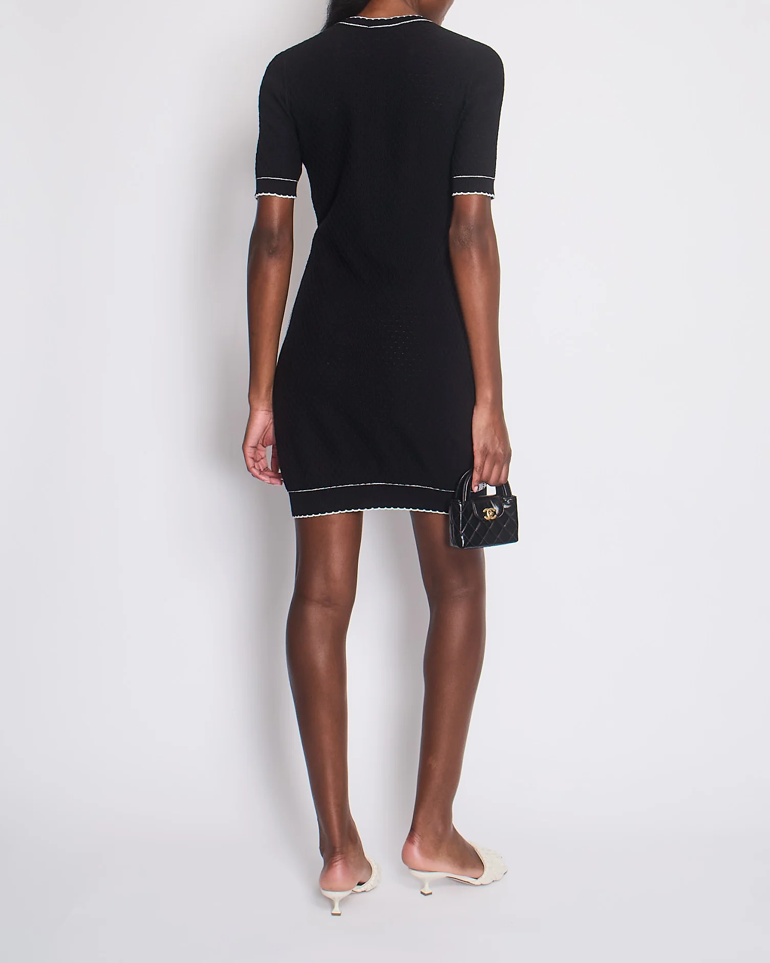 Chanel Black Round Neck No5 Logo Knitted Dress Size 36 (UK 8) - Image 4