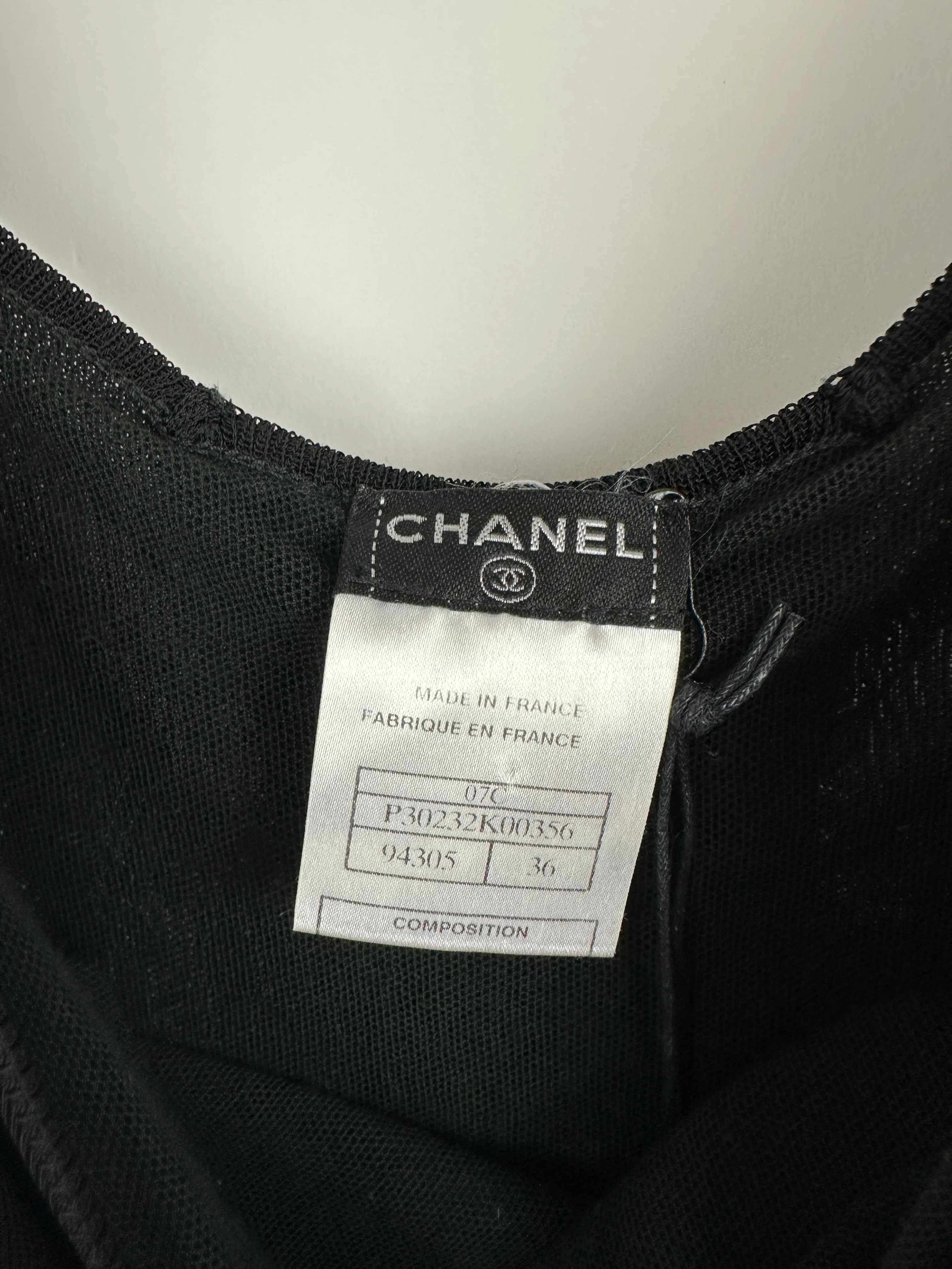 Chanel 07C Black Short Sleeve Midi Dress With Crochet and Ruching Detail FR 36 (UK 8) - Image 11