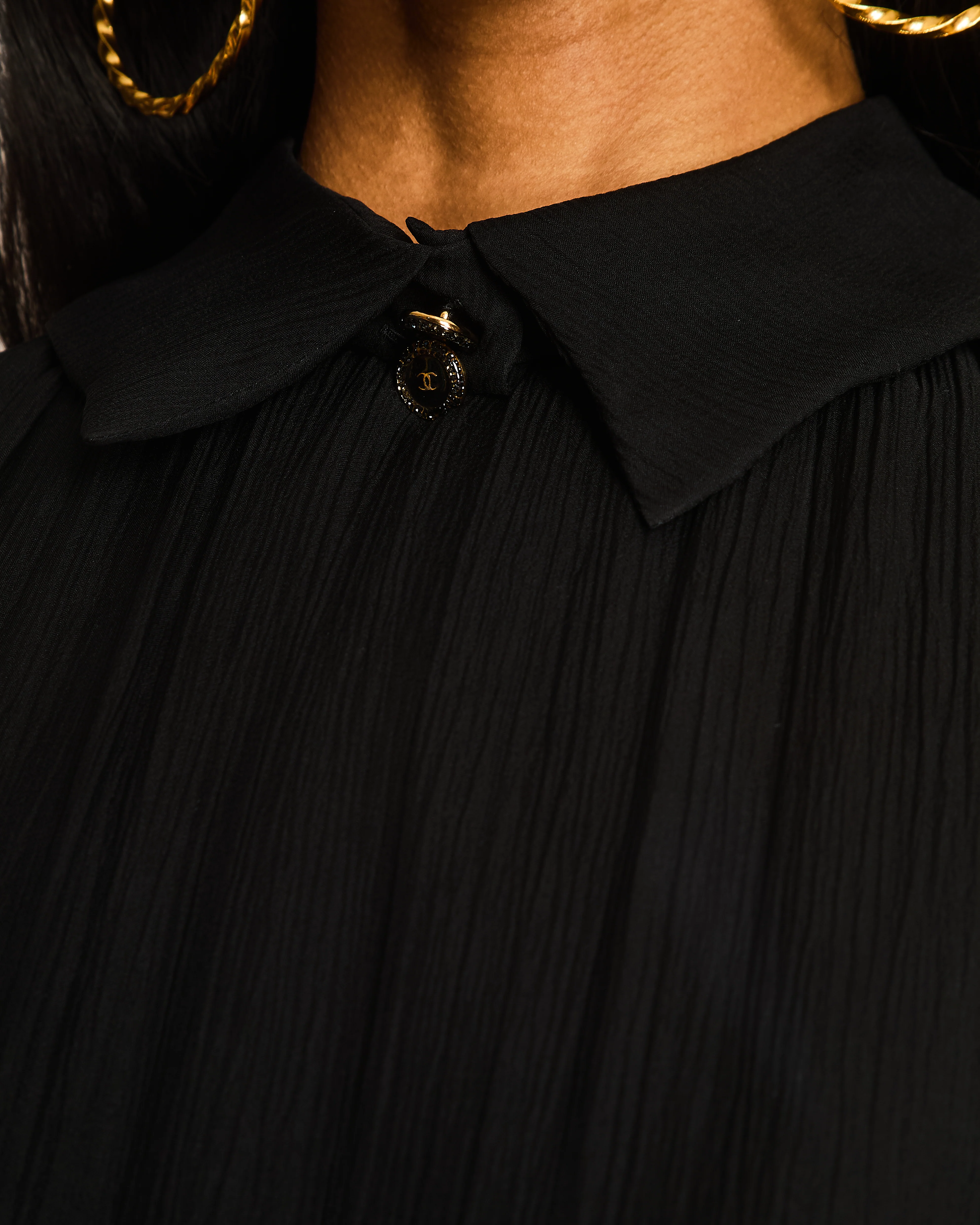 Chanel SS/22 Black Sleeveless Maxi Dress with Floral CC Panel Detail Size FR 36 (UK 8) - Image 4