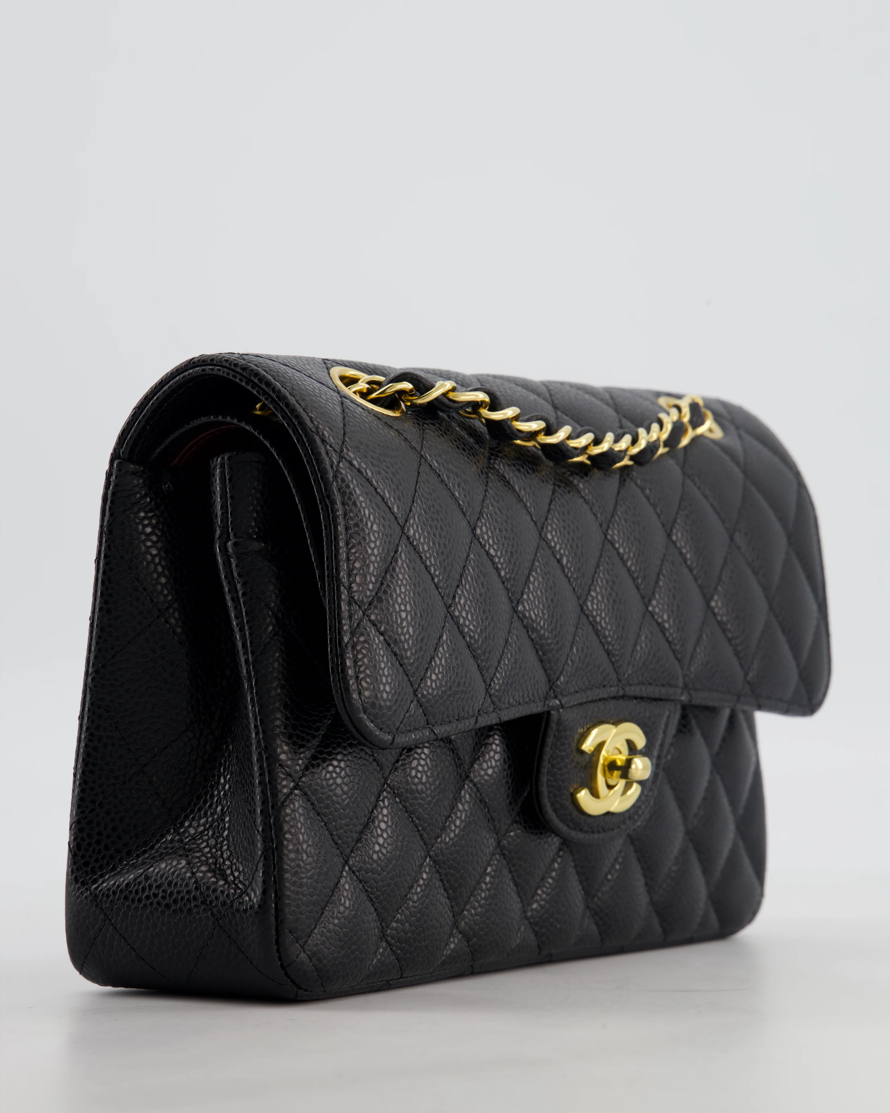 Chanel Black Small Classic Double Flap Bag in Caviar Leather with Gold Hardware - Image 12