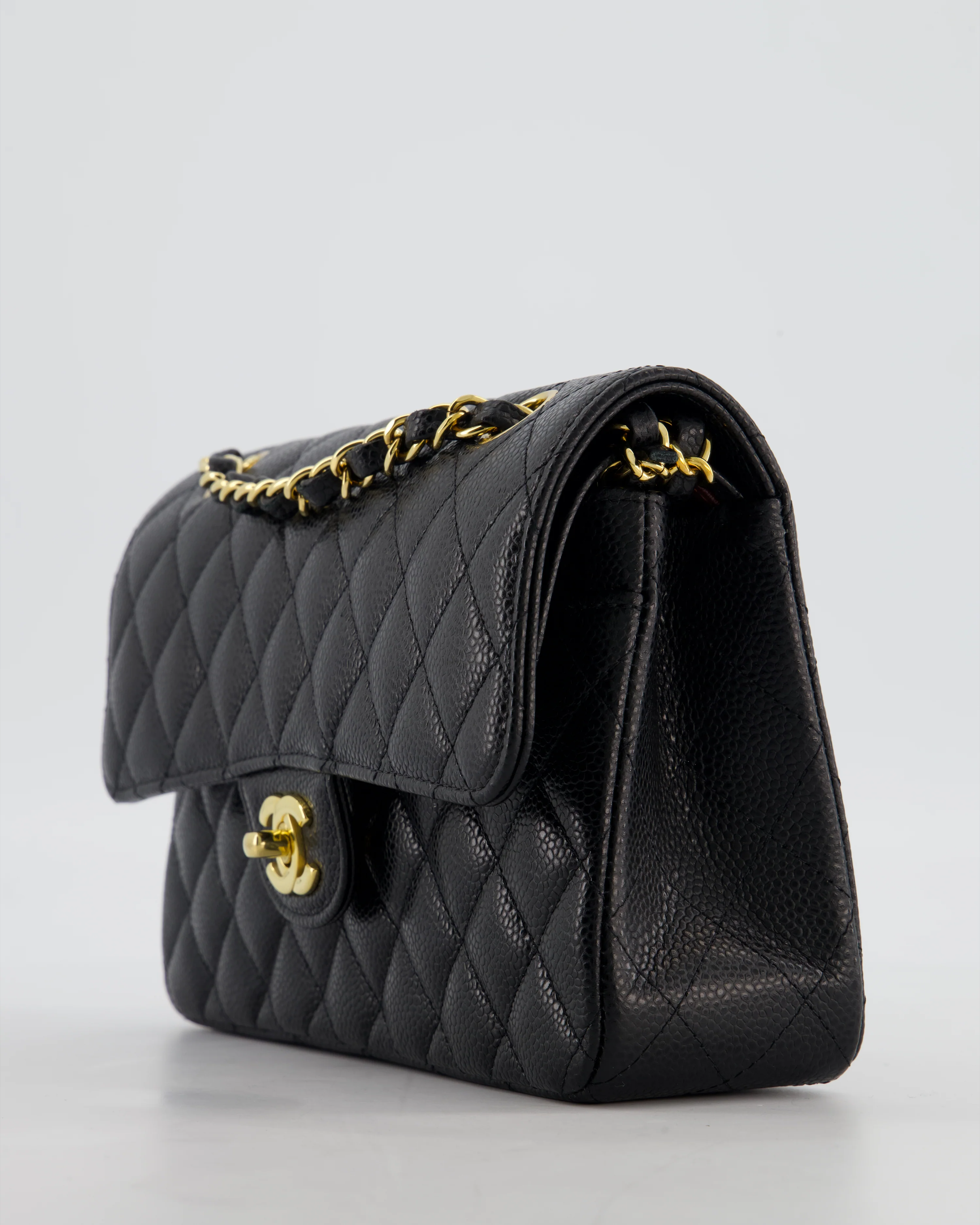 Chanel Black Small Classic Double Flap Bag in Caviar Leather with Gold Hardware - Image 13