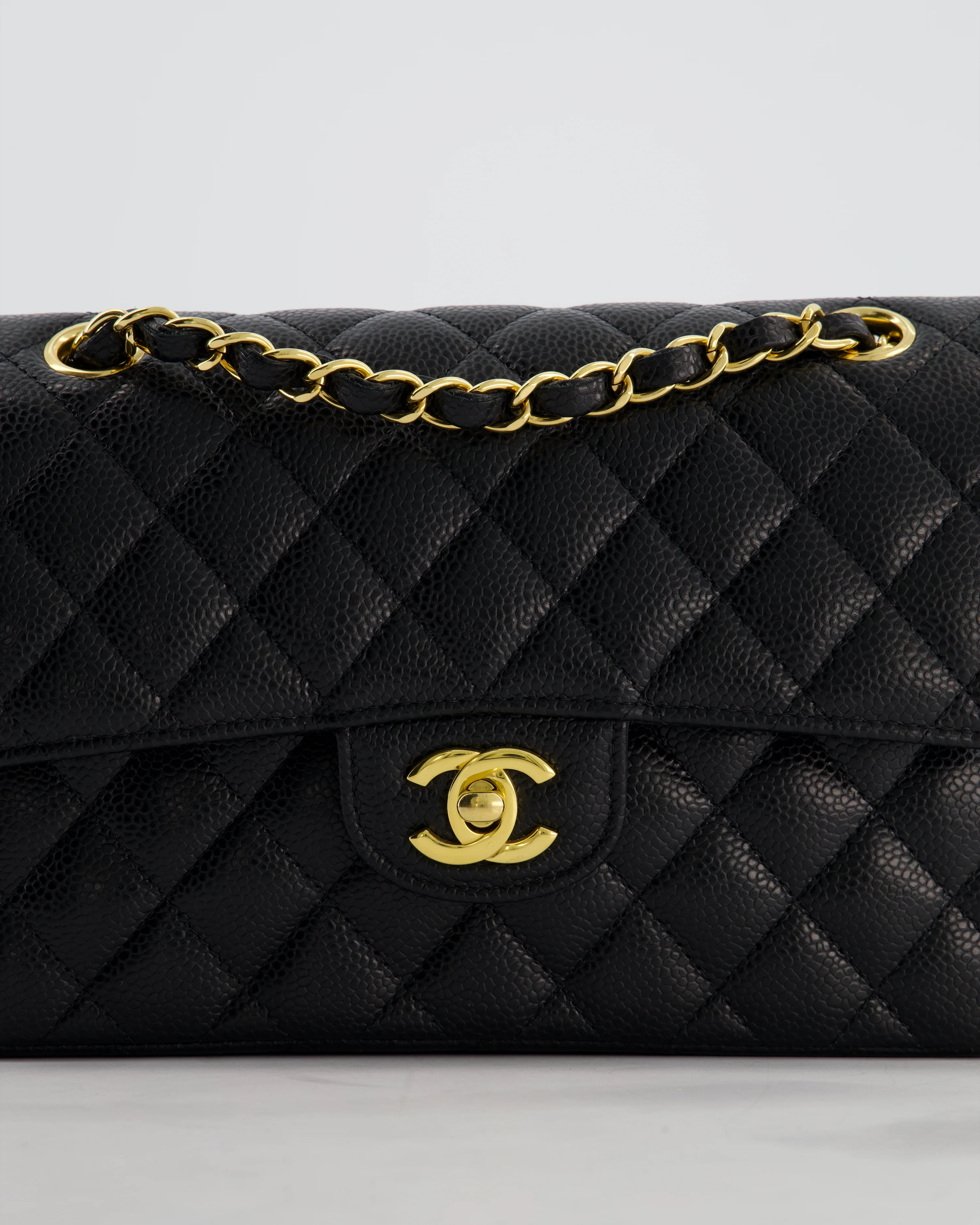 Chanel Black Small Classic Double Flap Bag in Caviar Leather with Gold Hardware - Image 16