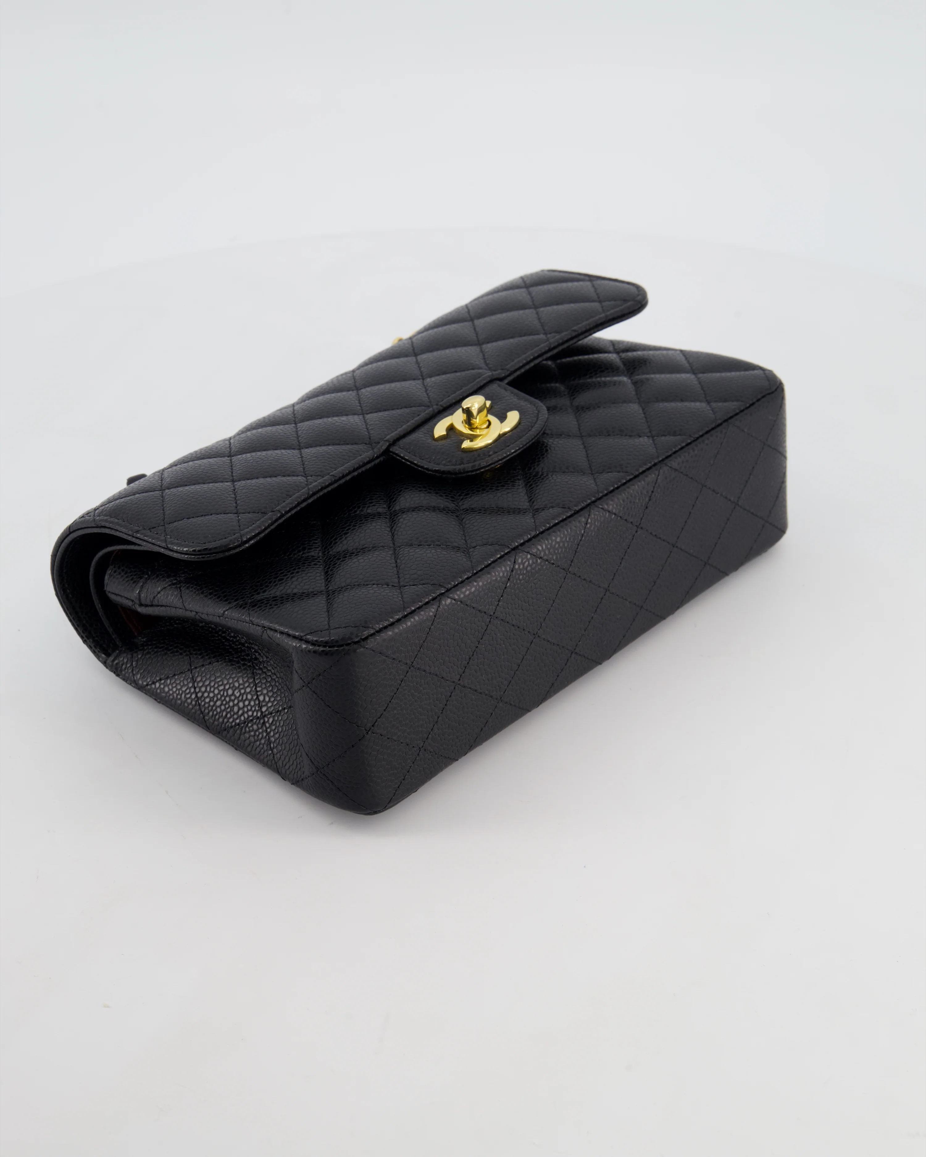 Chanel Black Small Classic Double Flap Bag in Caviar Leather with Gold Hardware - Image 17