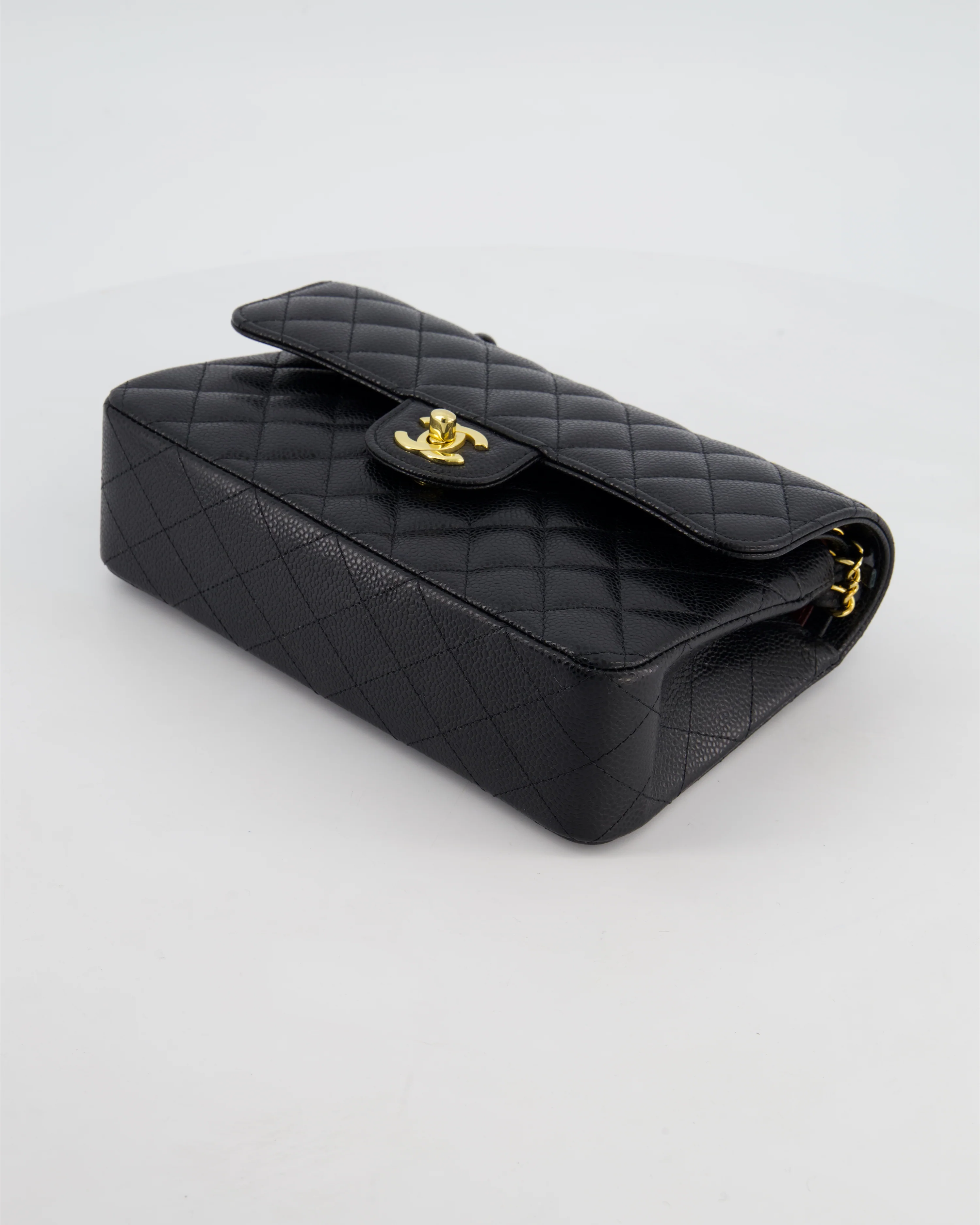 Chanel Black Small Classic Double Flap Bag in Caviar Leather with Gold Hardware - Image 18
