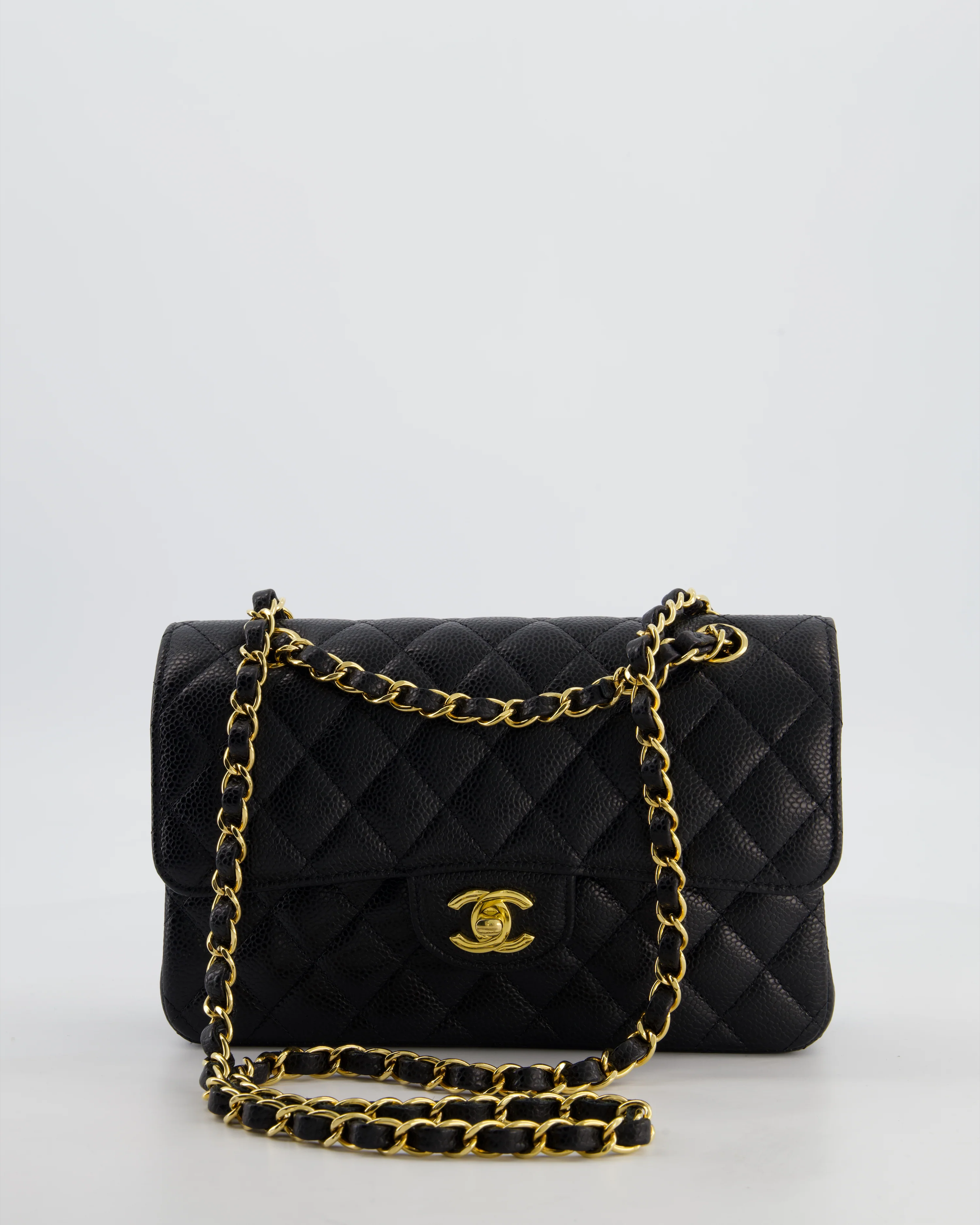 Chanel Black Small Classic Double Flap Bag in Caviar Leather with Gold Hardware - Image 2
