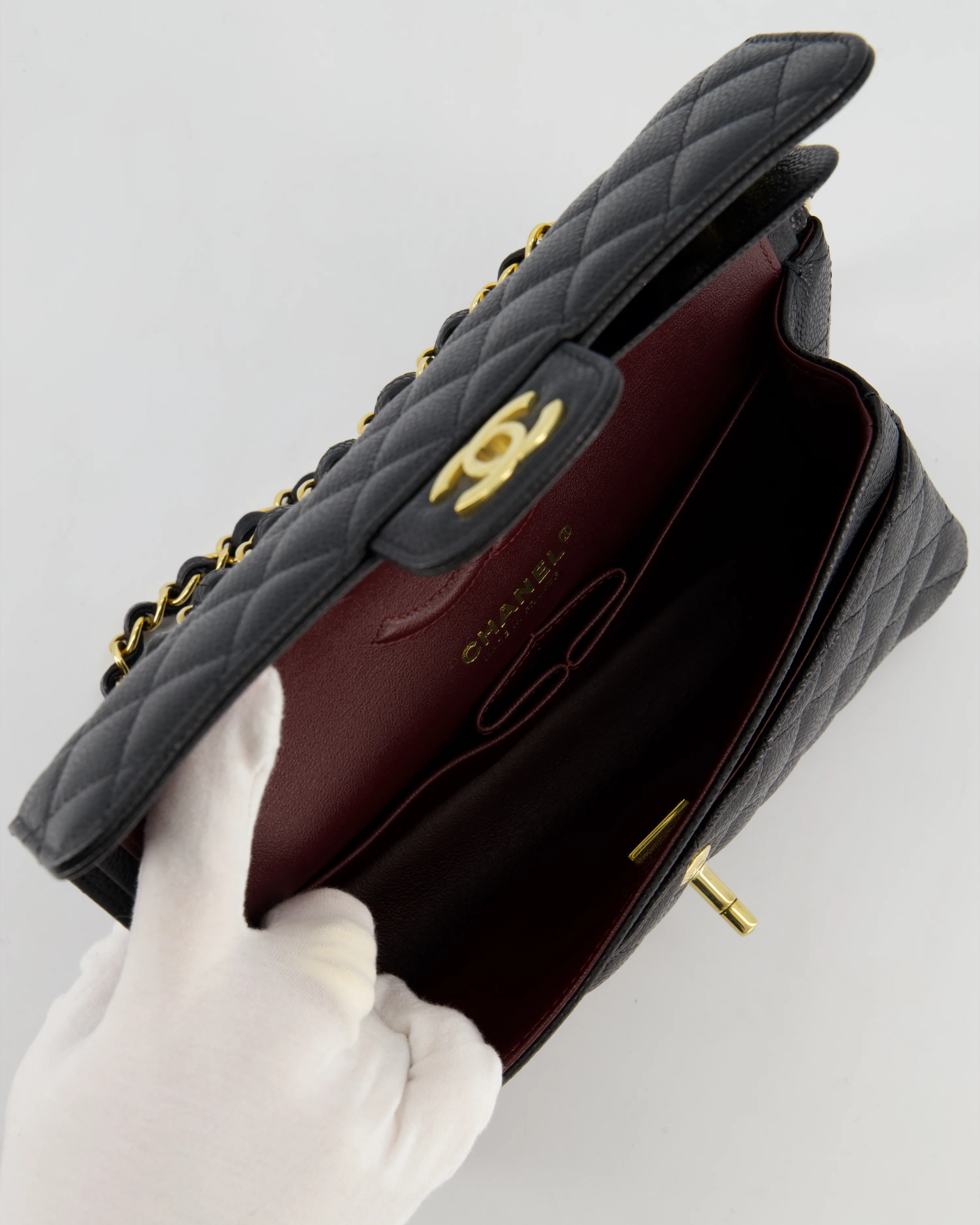 Chanel Black Small Classic Double Flap Bag in Caviar Leather with Gold Hardware - Image 20