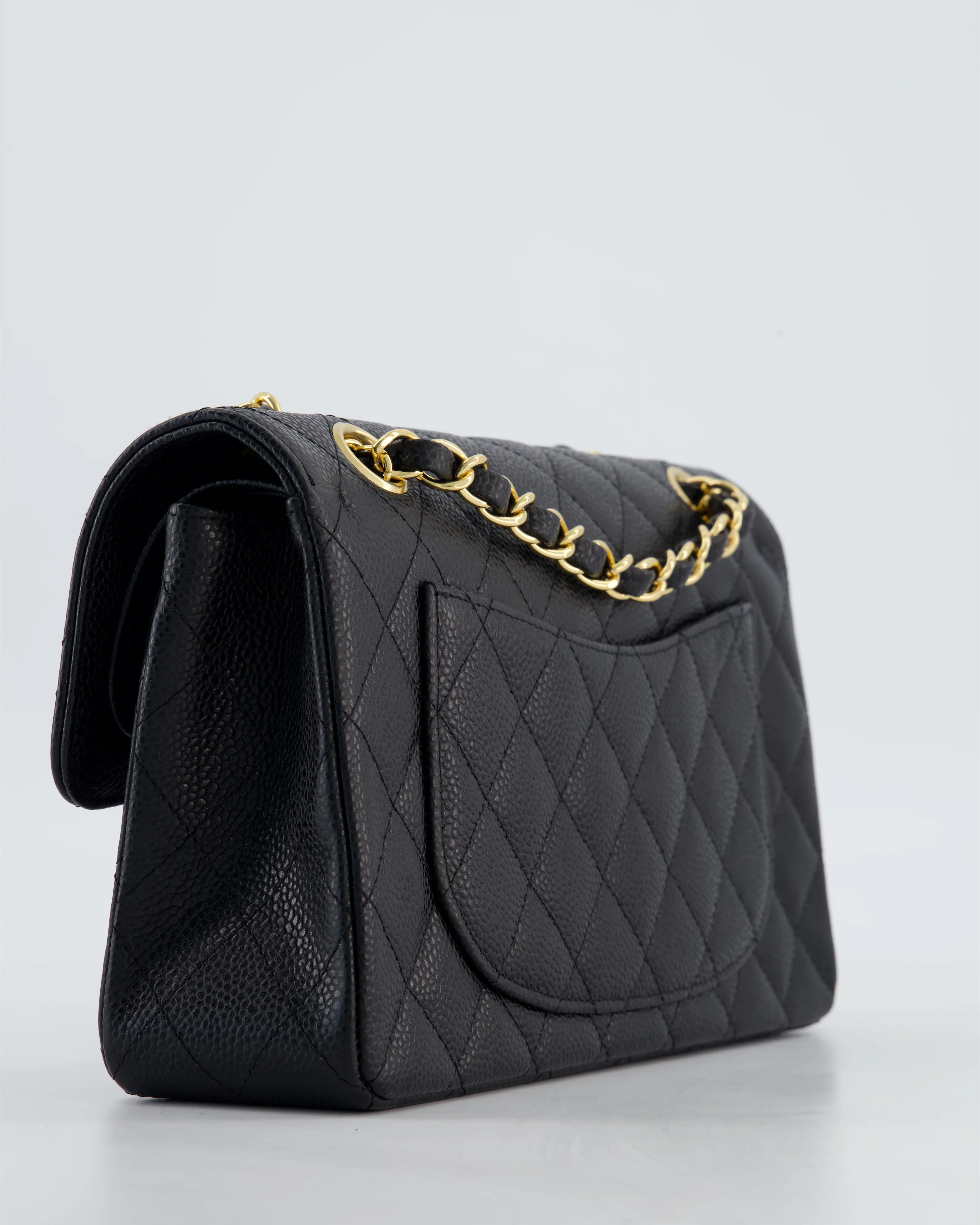 Chanel Black Small Classic Double Flap Bag in Caviar Leather with Gold Hardware - Image 13