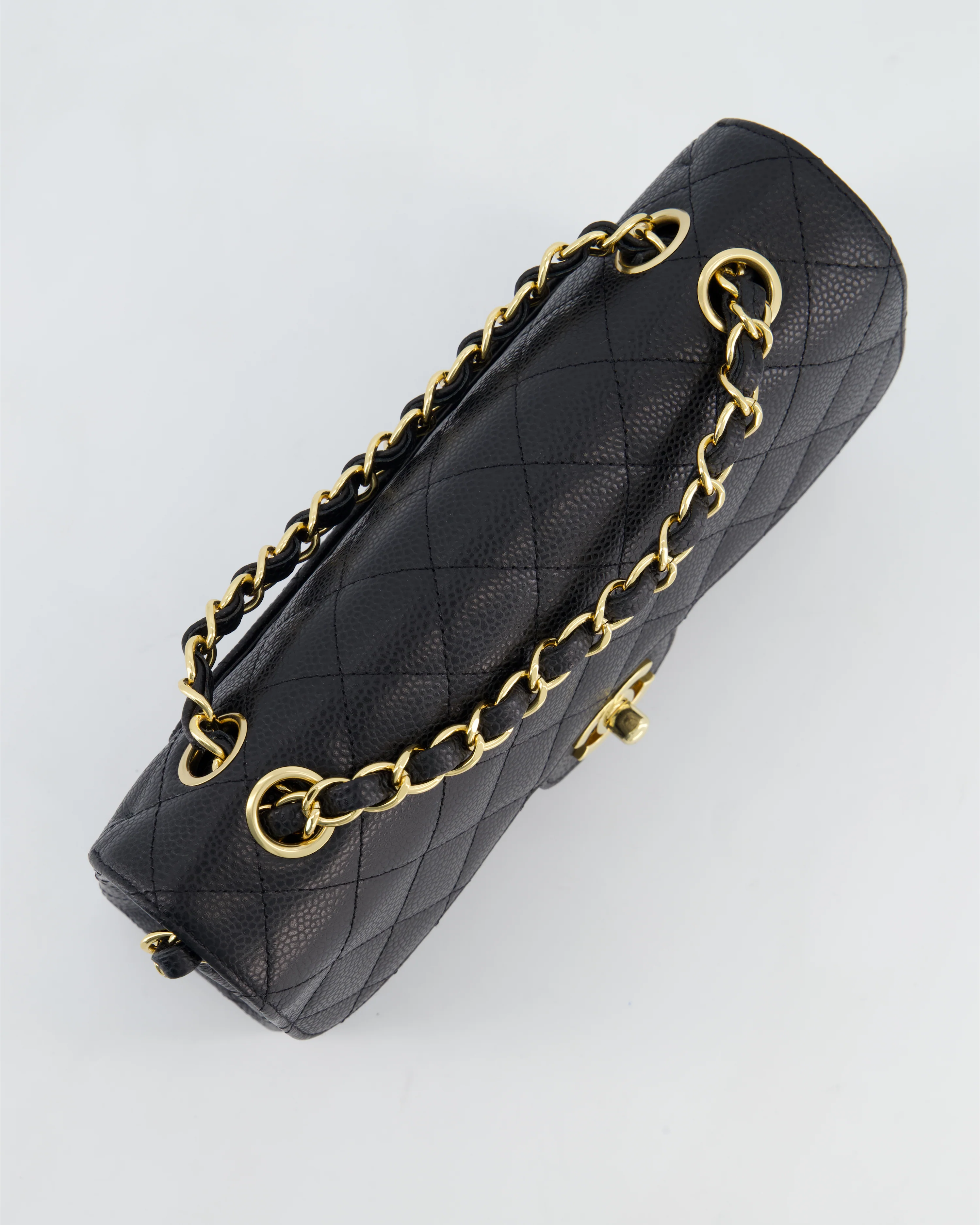 Chanel Black Small Classic Double Flap Bag in Caviar Leather with Gold Hardware - Image 15