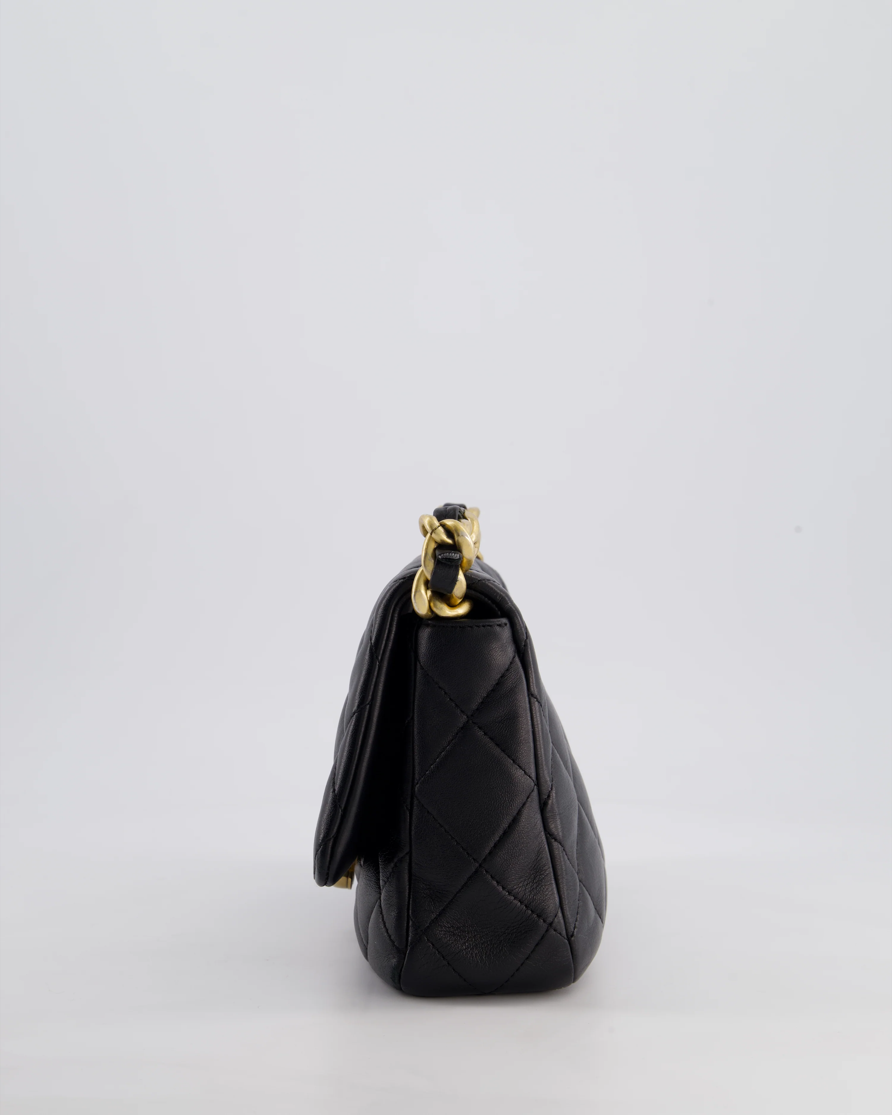Chanel Black Small Single Flap Cross-Body Bag in Goatskin Leather with Gold & Black Hardware - Image 11