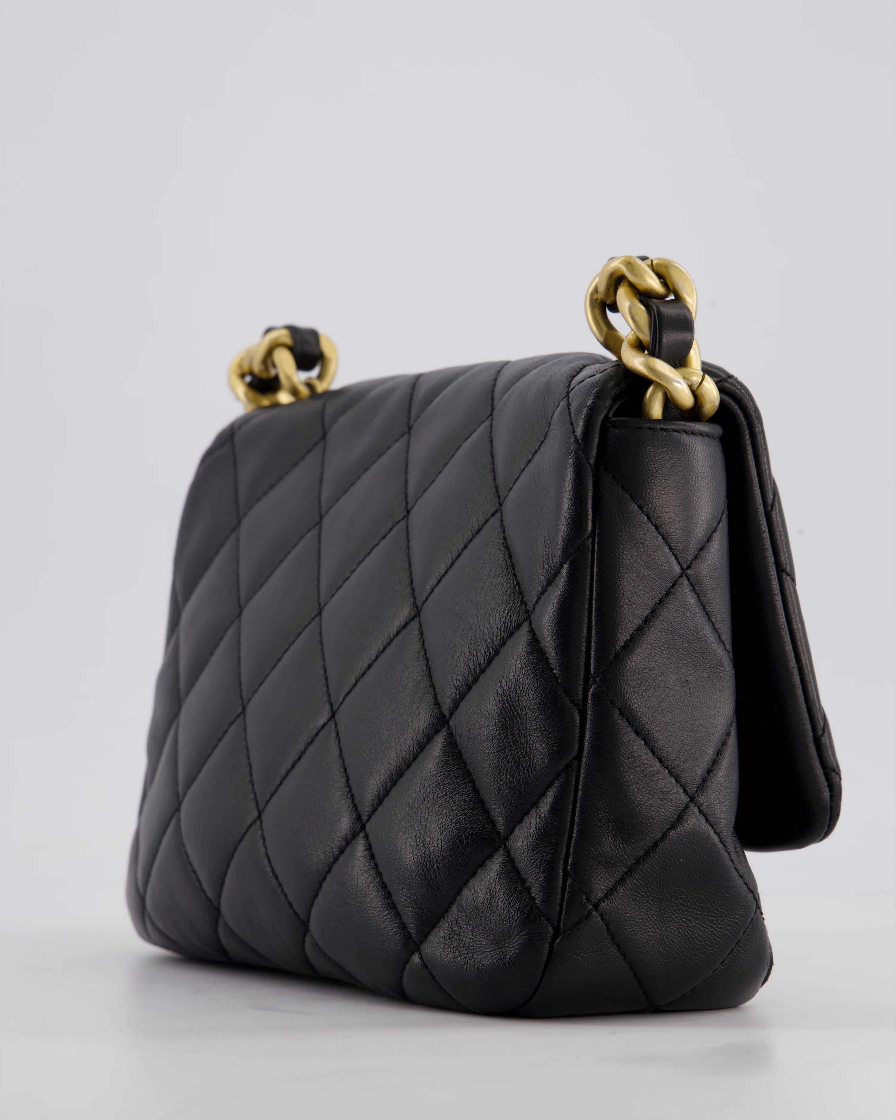 Chanel Black Small Single Flap Cross-Body Bag in Goatskin Leather with Gold & Black Hardware - Image 15