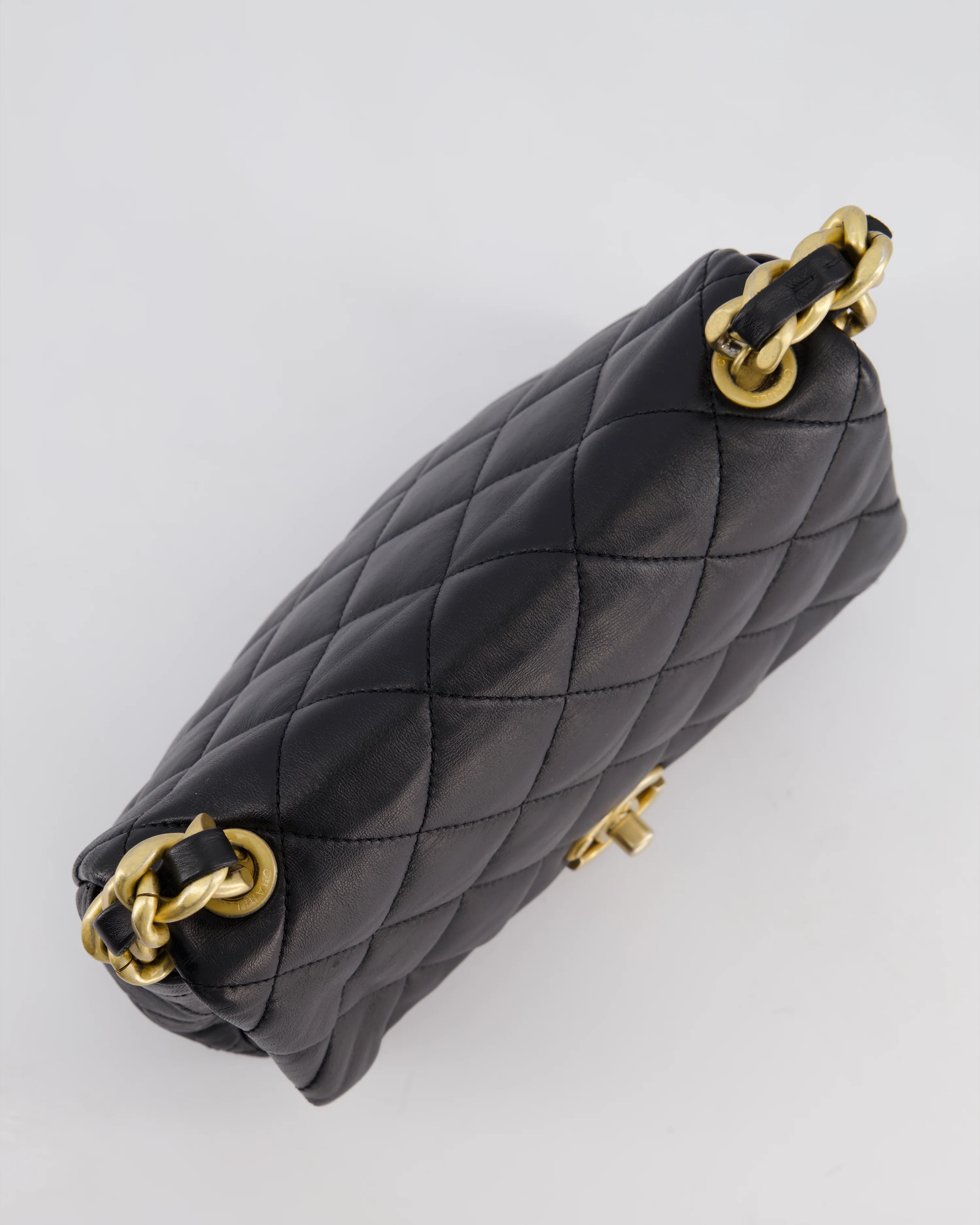 Chanel Black Small Single Flap Cross-Body Bag in Goatskin Leather with Gold & Black Hardware - Image 18