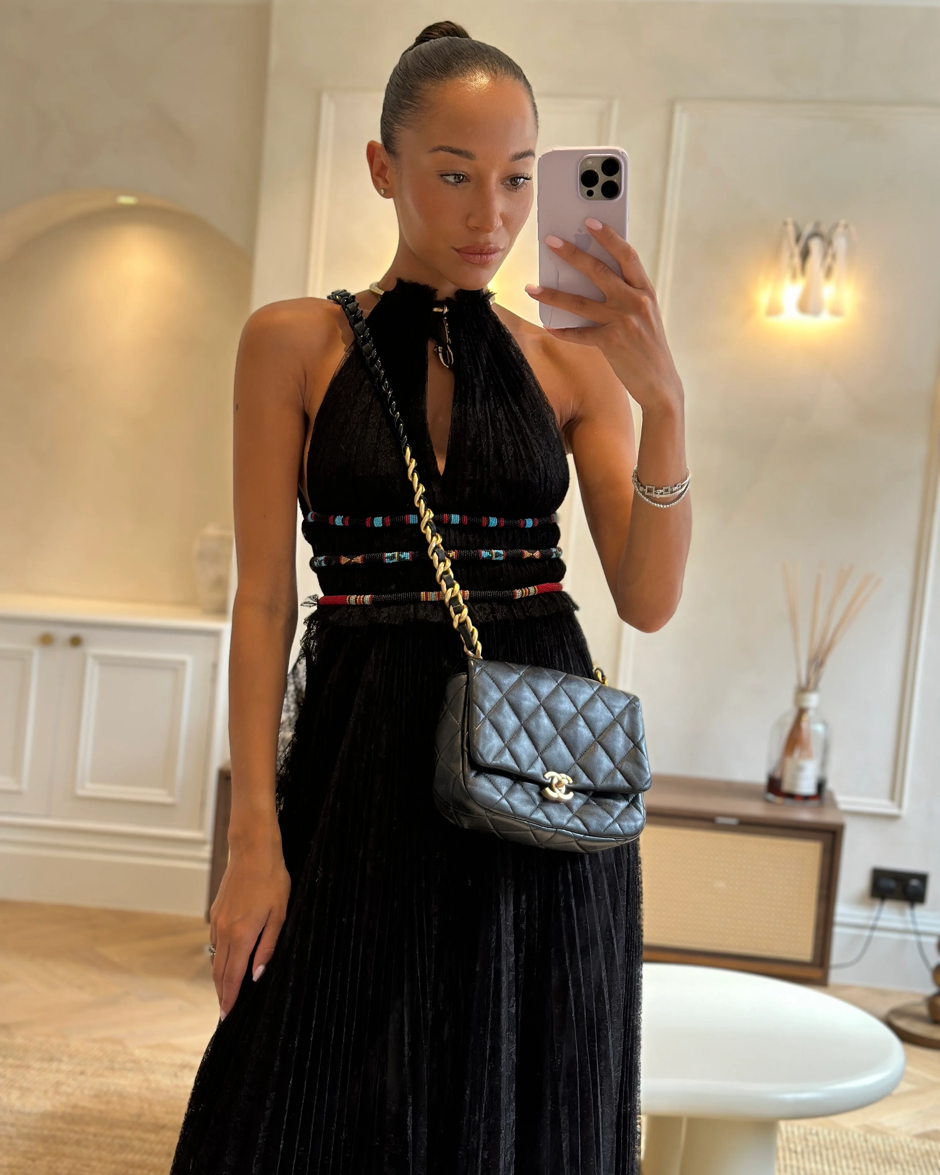 Chanel Black Small Single Flap Cross-Body Bag in Goatskin Leather with Gold & Black Hardware - Image 2