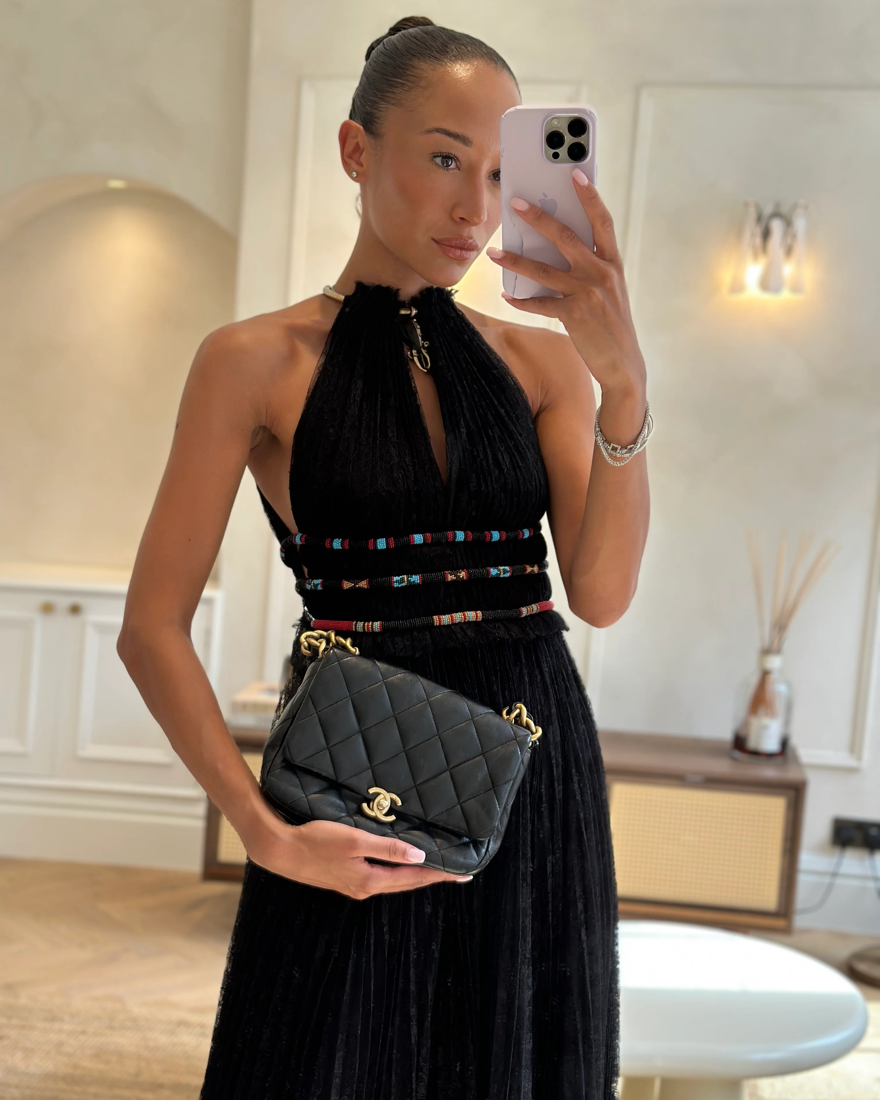 Chanel Black Small Single Flap Cross-Body Bag in Goatskin Leather with Gold & Black Hardware - Image 3