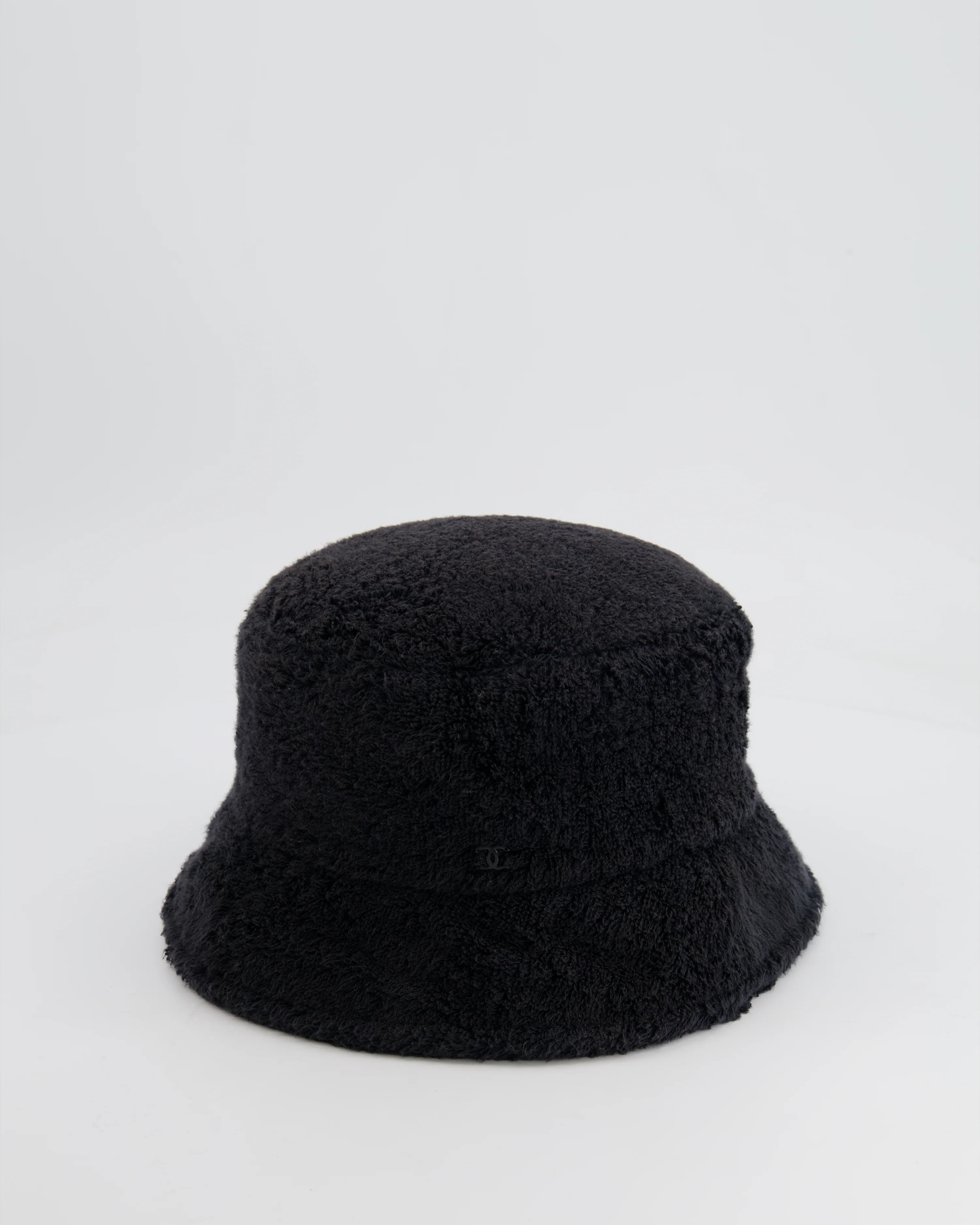 Chanel Black Terry Towelling Bucket Hat with CC Logo Size L - Image 3
