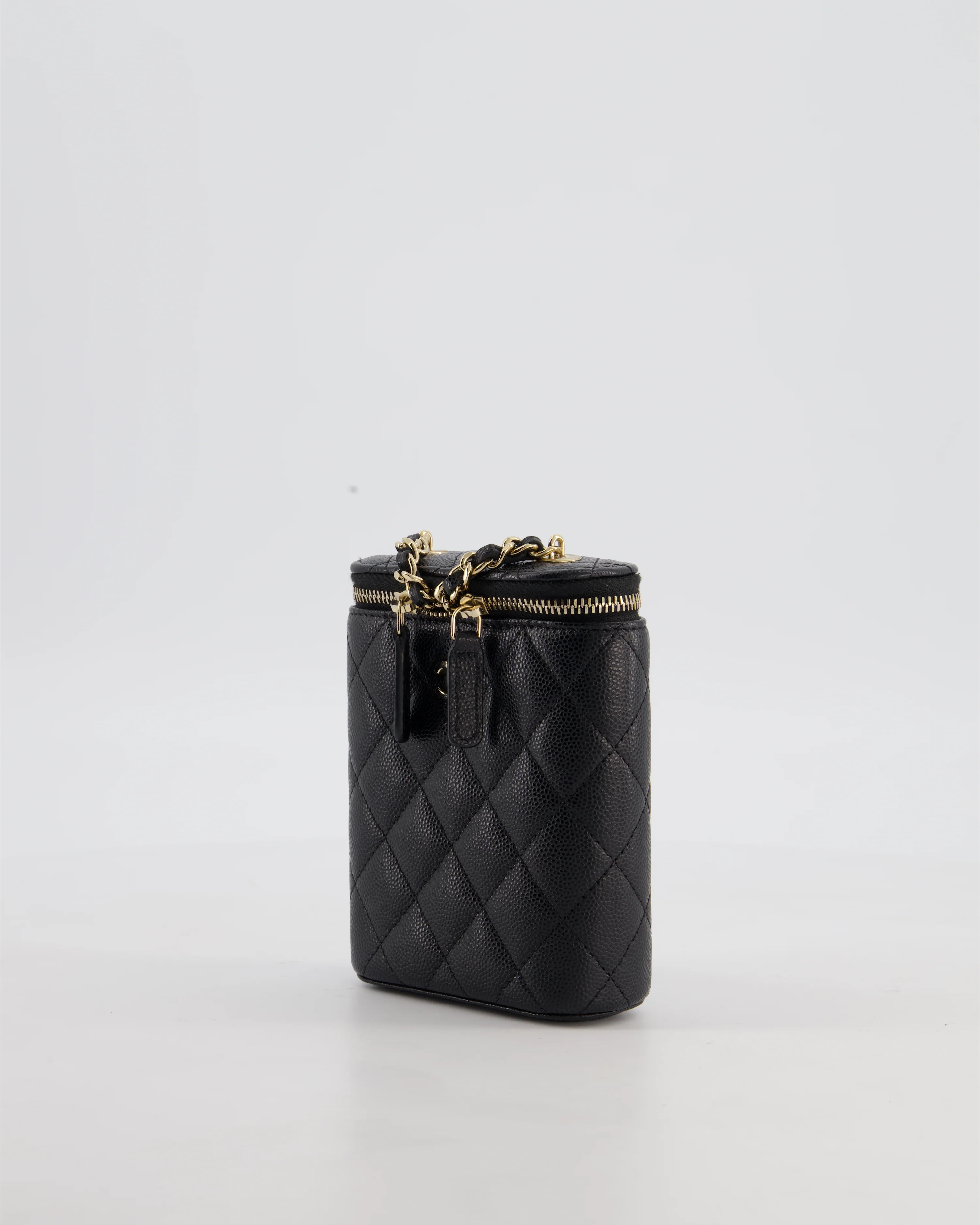 Chanel Black Mini Vertical Vanity Bag in Caviar Leather with Champagne Gold Hardware - Image 10